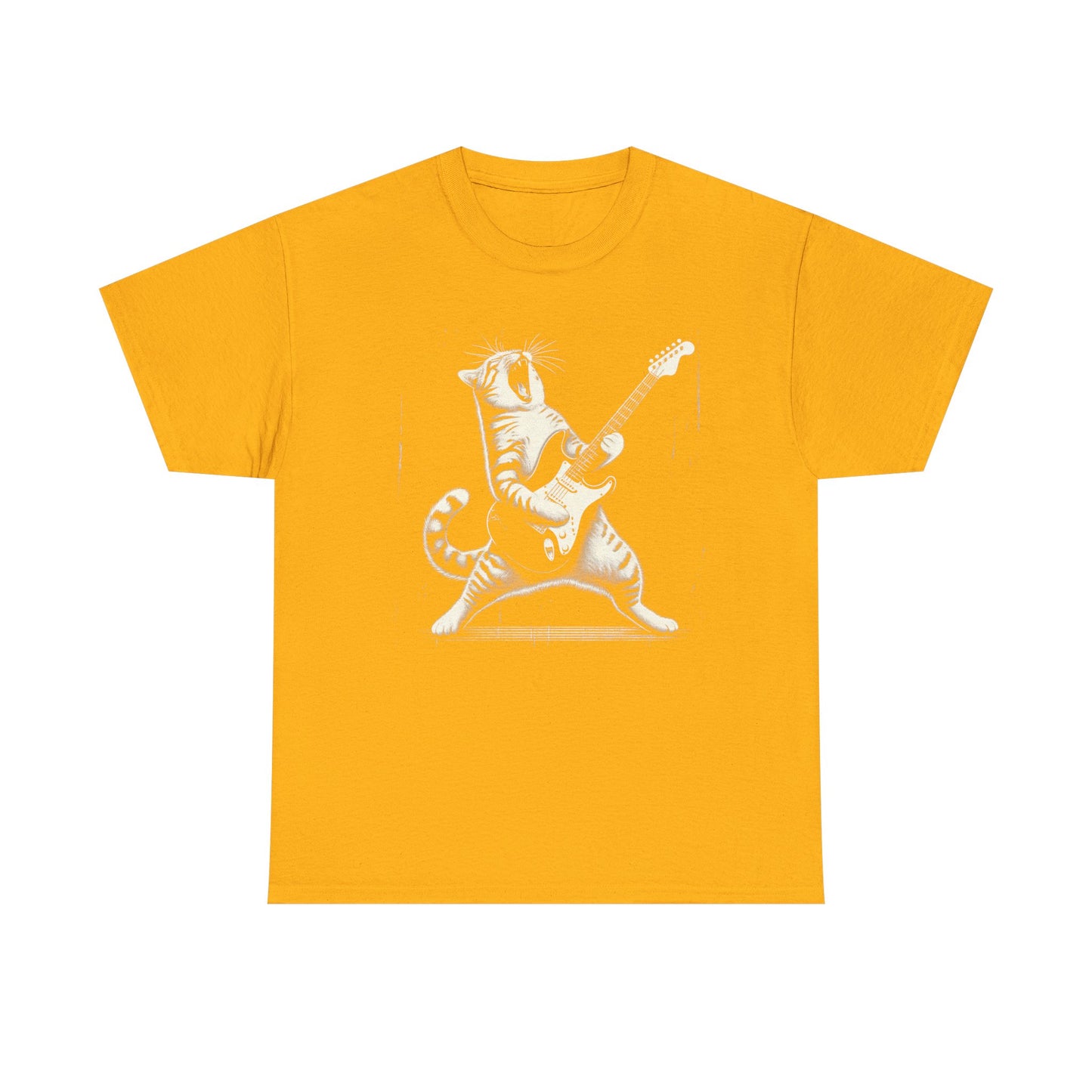 Cat Rocker T-Shirt — Guitar Playing Cat Vintage Band Tee