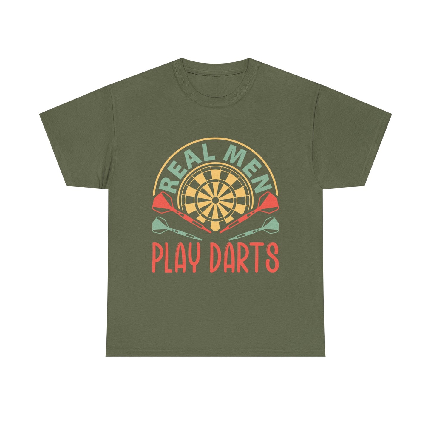 Darts T-Shirt — “Real Men Play Darts” Retro Dartboard Tee