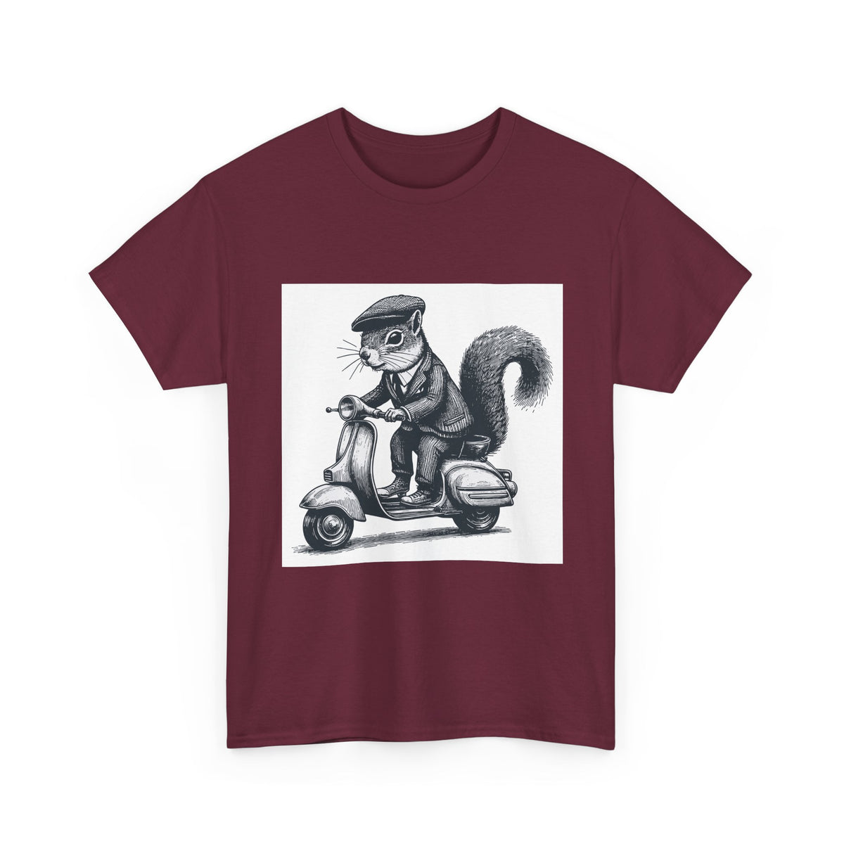 Squirrel on Scooter T-Shirt — Retro Riding Animal Tee