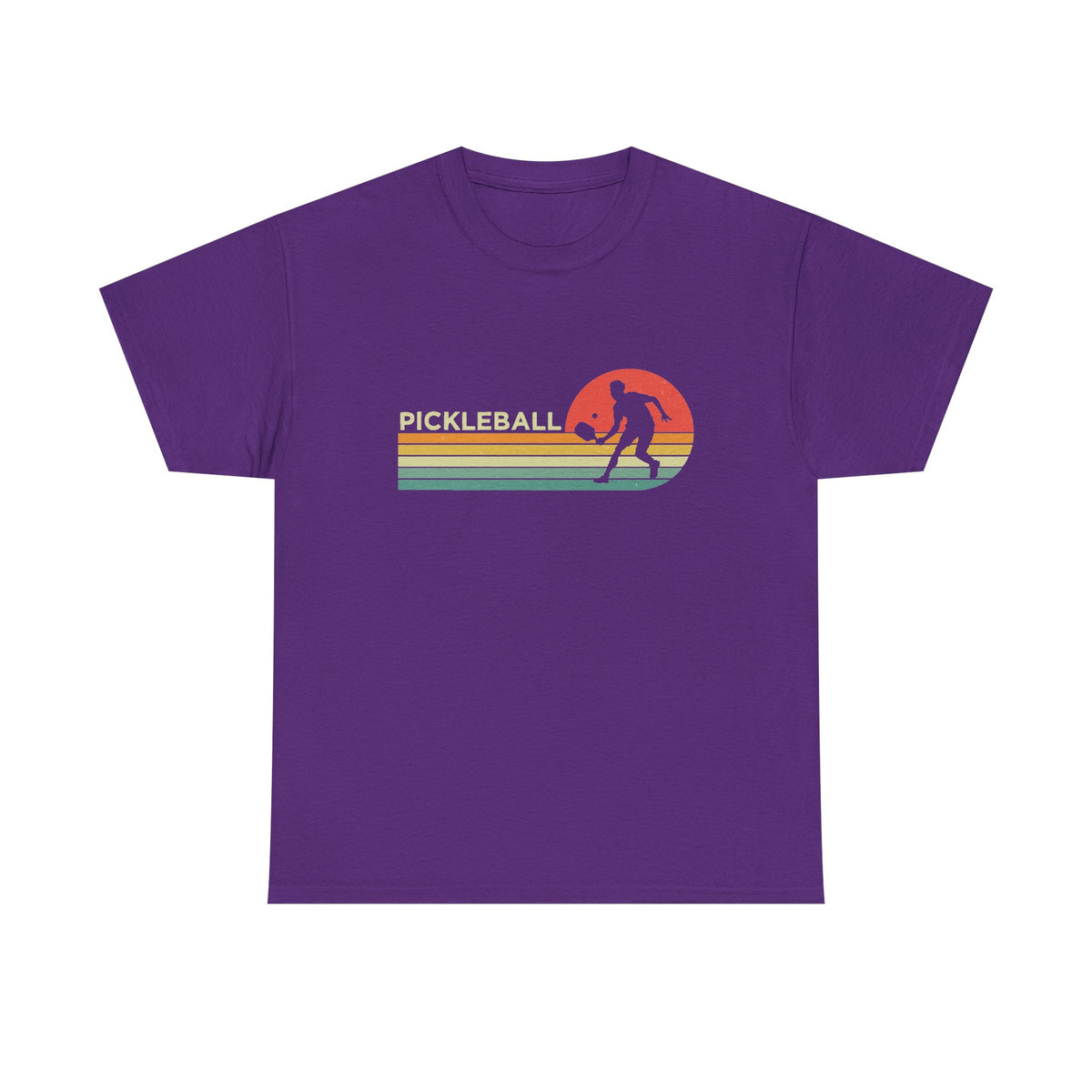 Pickleball Retro Sunset Tee — Vintage Striped Pickleball Player T-Shirt