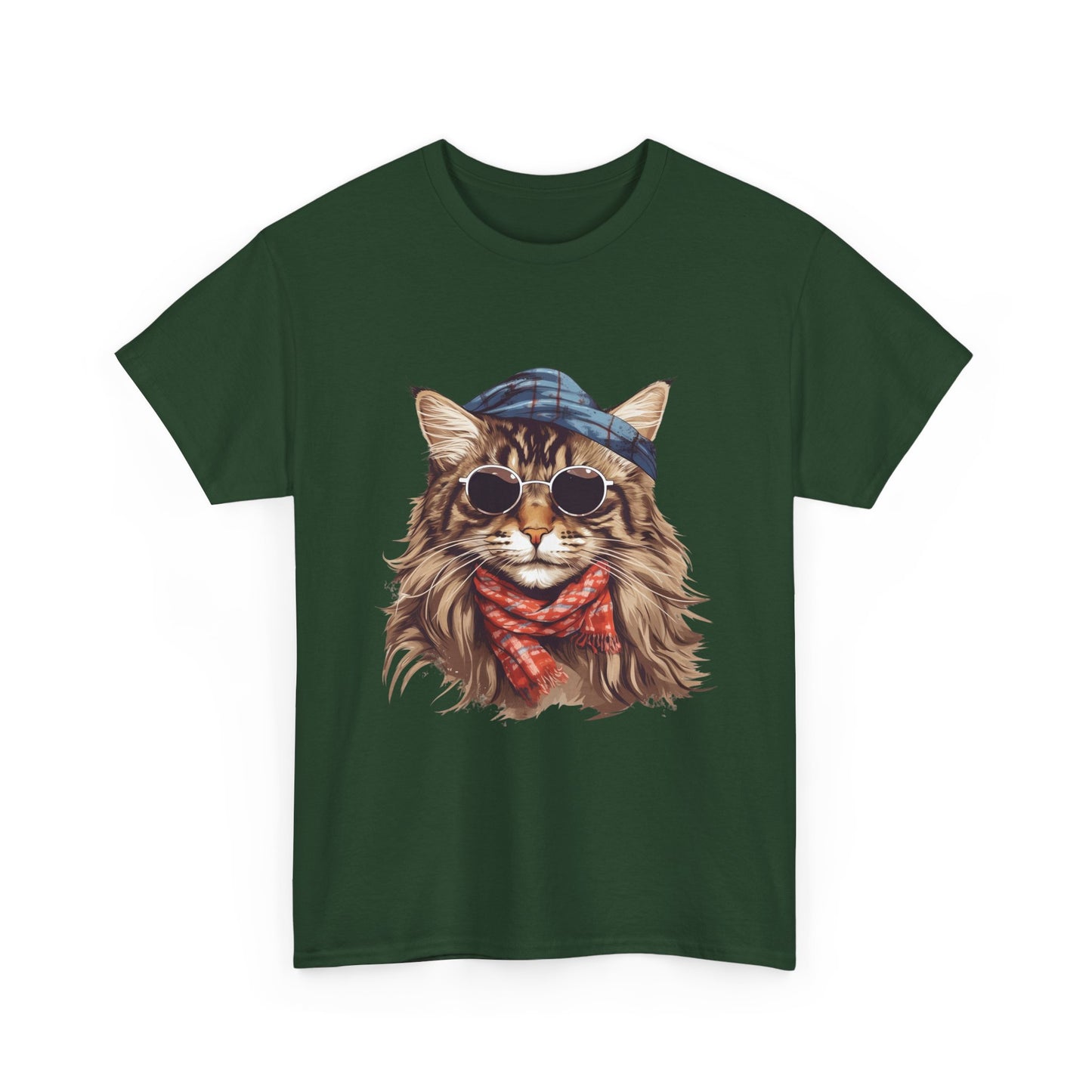 Cat Portrait Tee — Hipster Cat with Sunglasses & Bandana Graphic T-Shirt