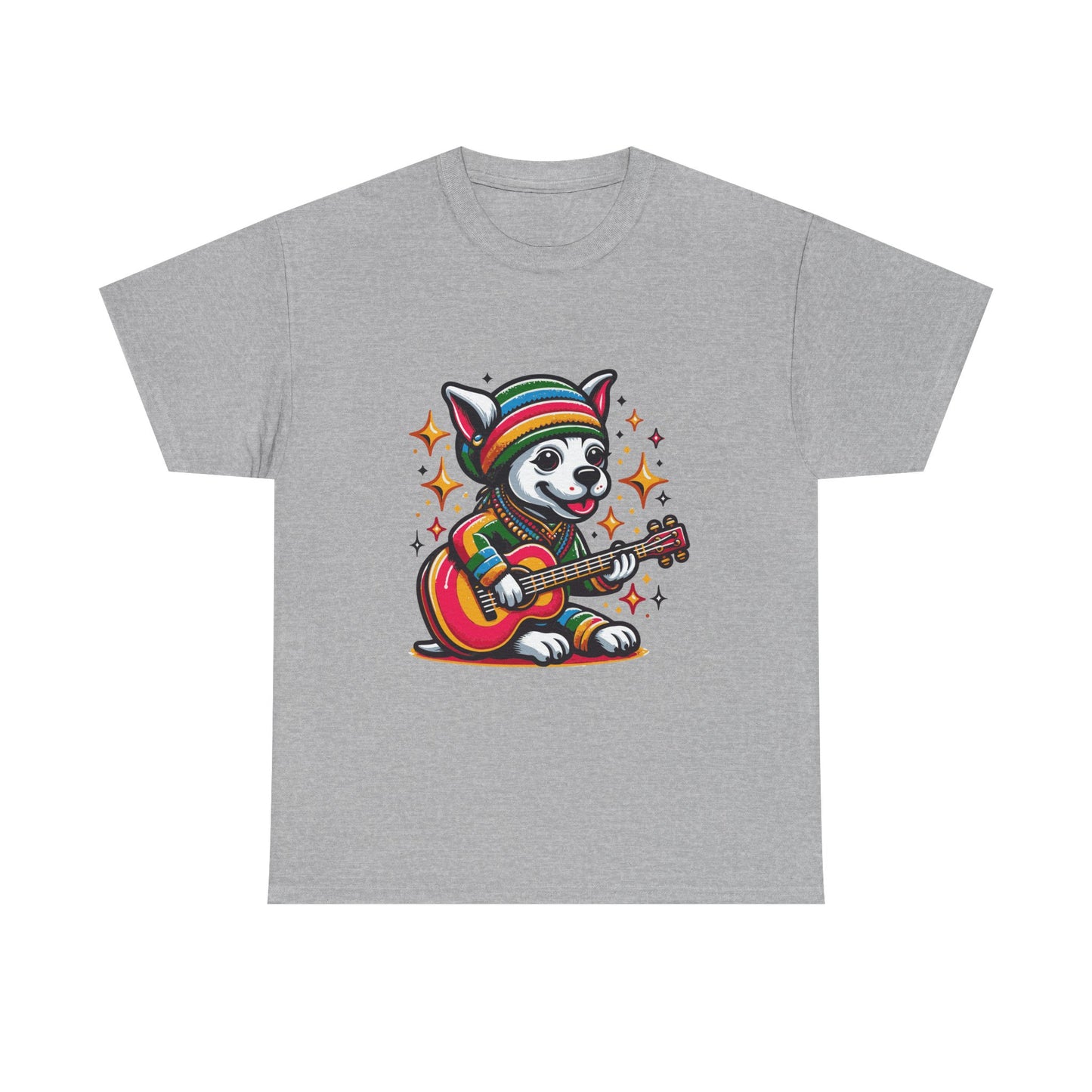 Pup Reggae Guitar Tee — Cute Dog Playing Guitar Graphic T-Shirt