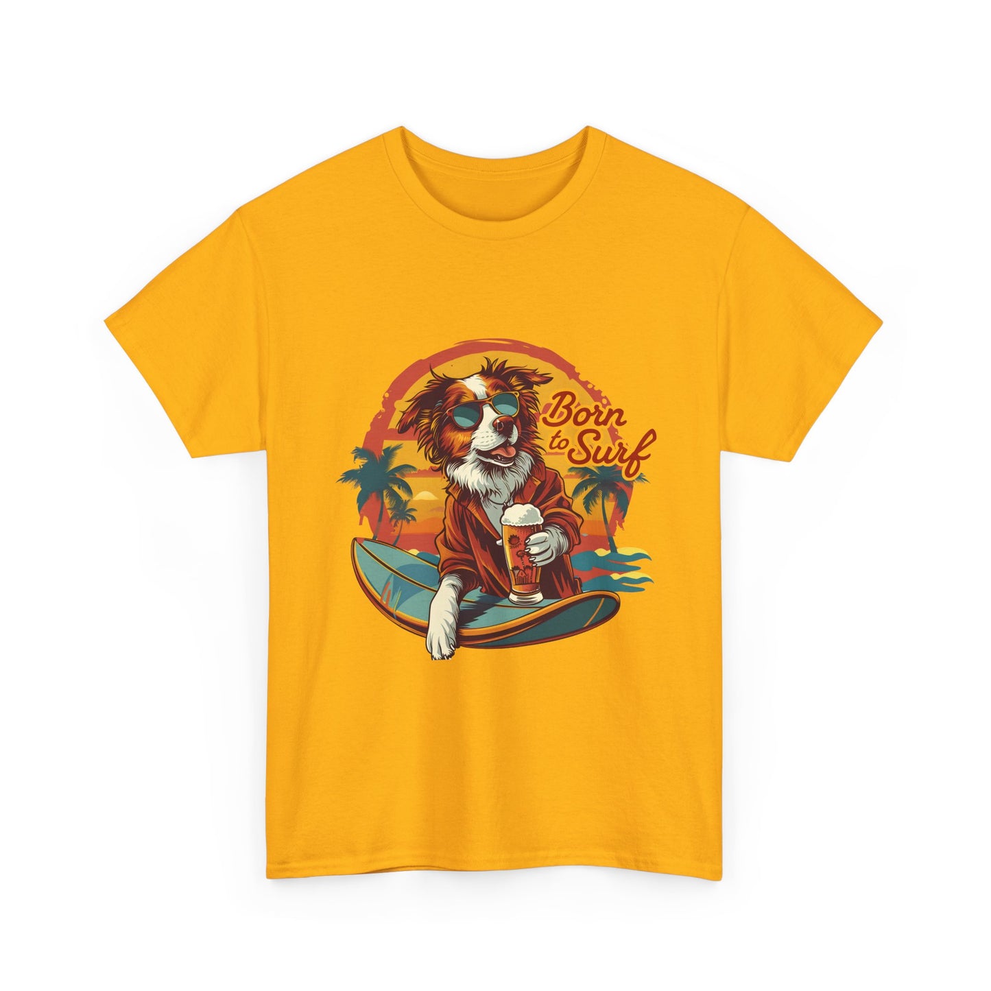 T-Shirt - "Born to Surf" Surfing Dog Graphic Tee