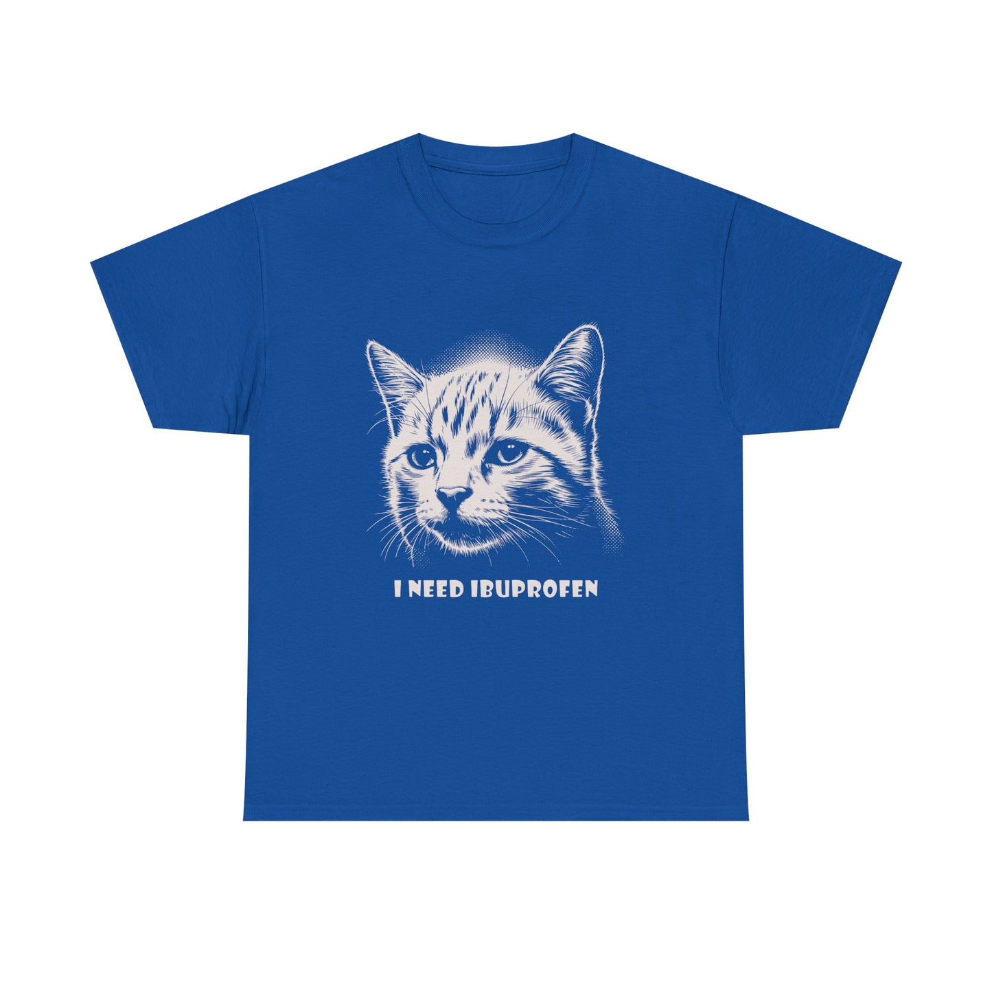 Cat Head T-Shirt — "I Need Ibuprofen" Funny Graphic Tee