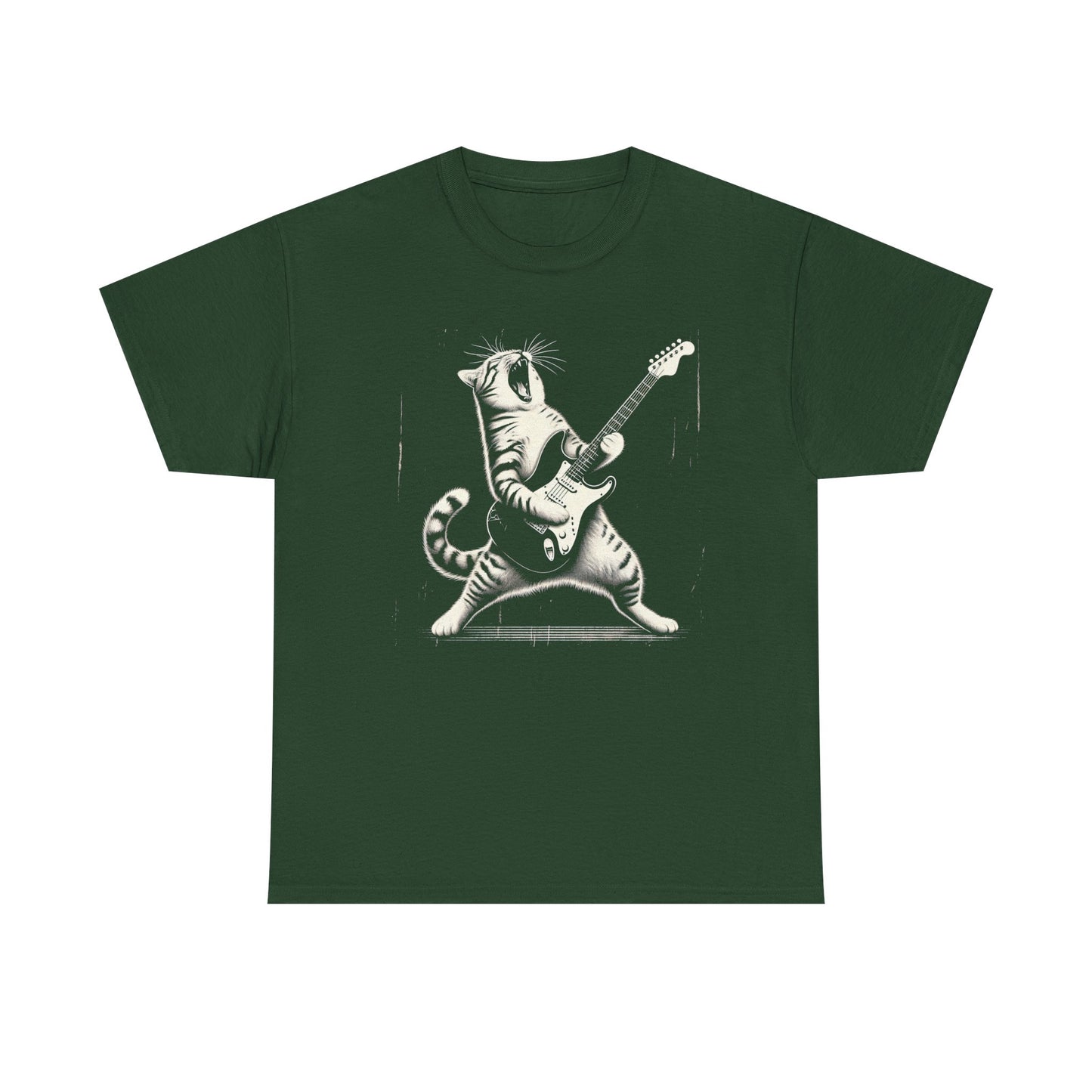Cat Rocker T-Shirt — Guitar Playing Cat Vintage Band Tee