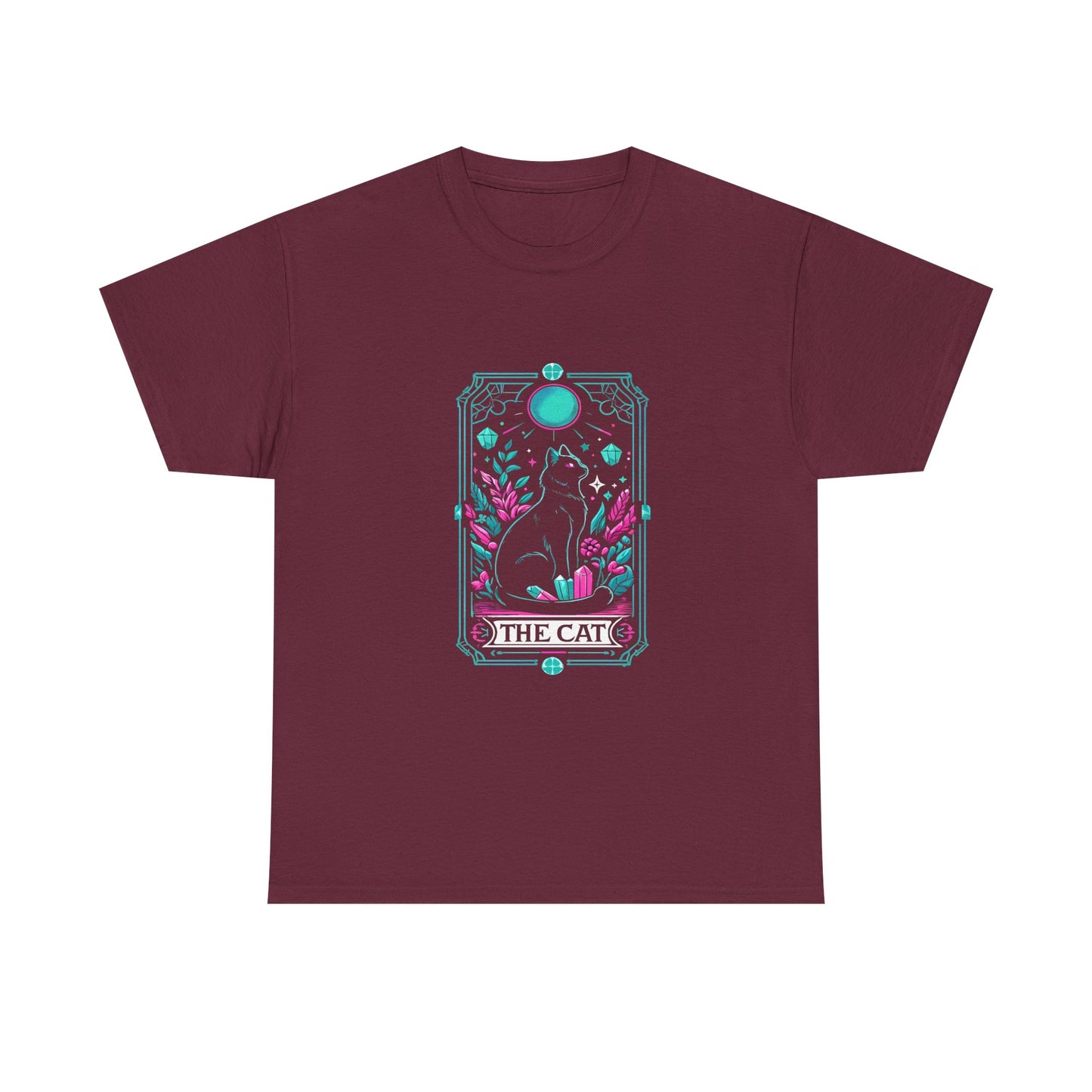 Cat Tarot T-Shirt — "The Cat" Mystical Black Tee