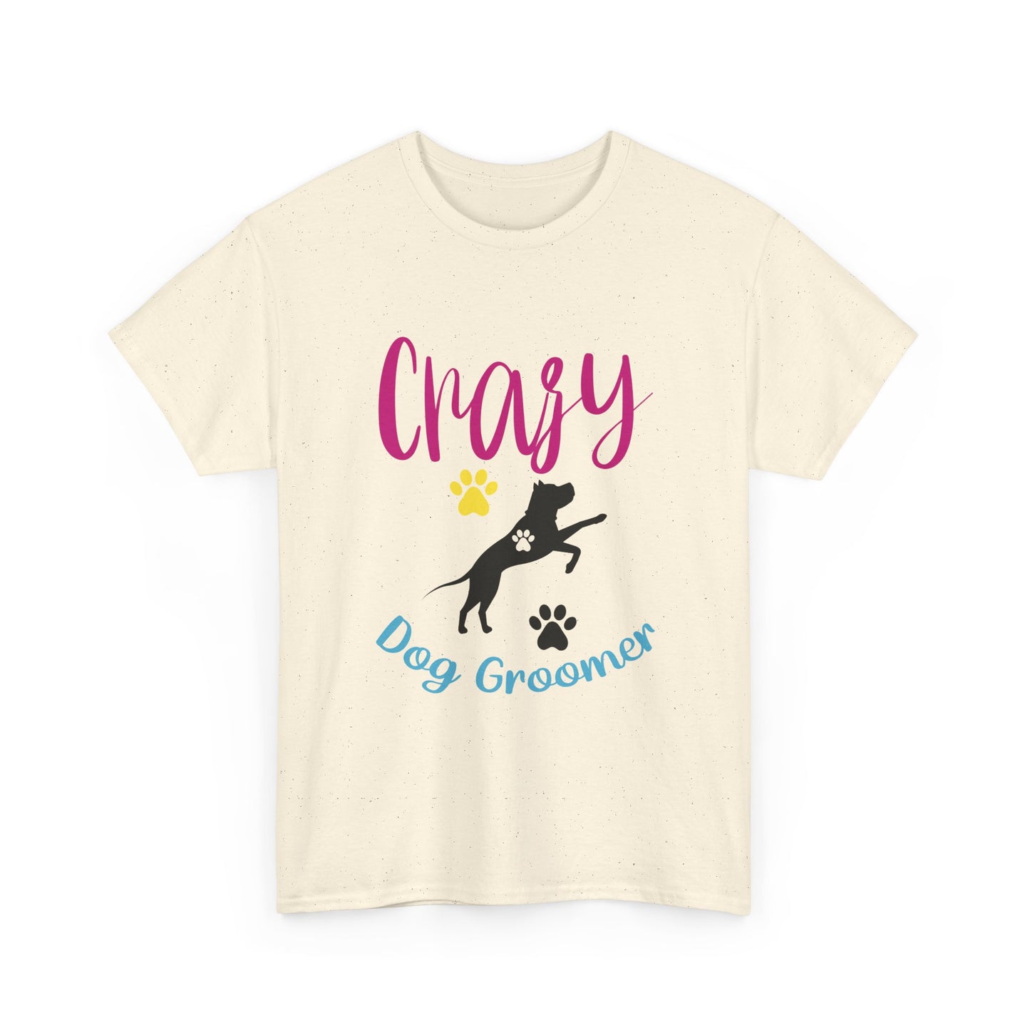 Crazy Dog Groomer T-Shirt — Funny Paw Print Grooming Tee for Pet Stylists