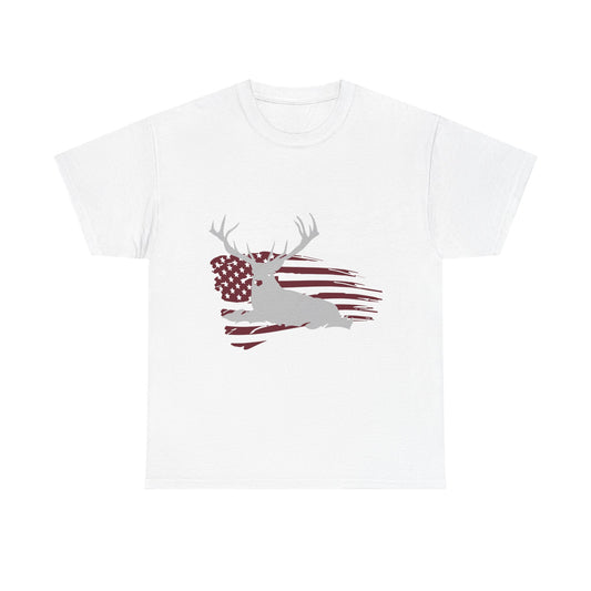 Patriotic Deer Flag T‑Shirt – American Hunting Graphic Tee
