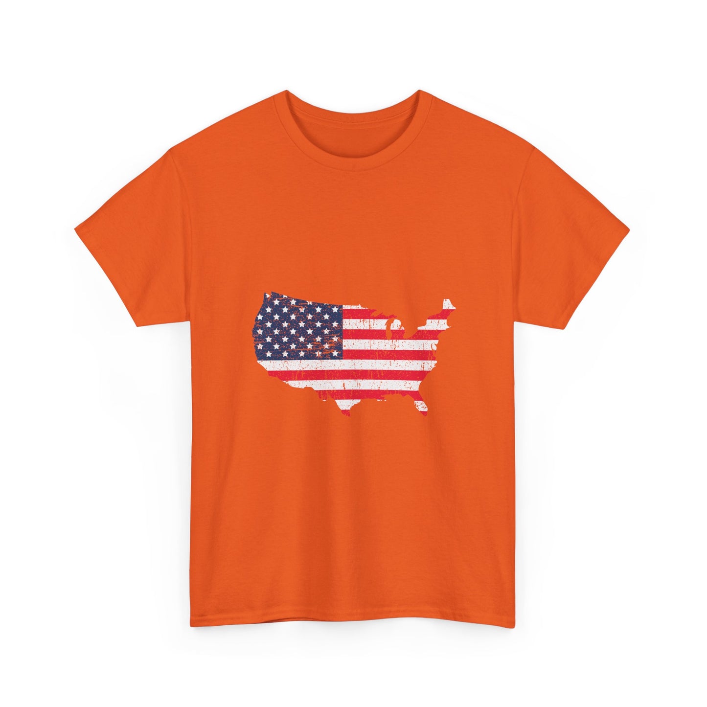 USA Flag Map T-Shirt — Distressed American Flag Outline Tee