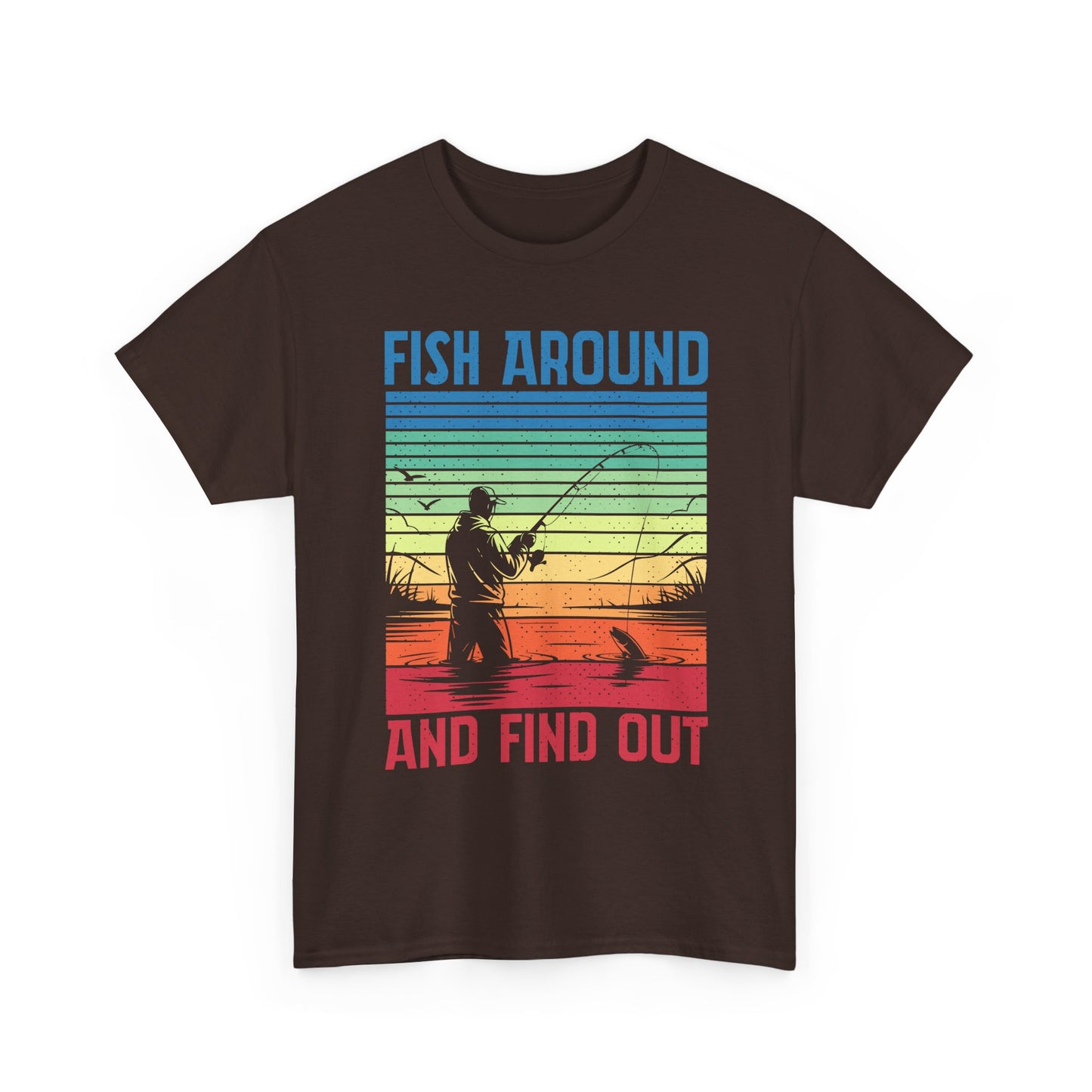 Fishing T-Shirt - "Fish Around and Find Out" Retro Sunset Angler Tee