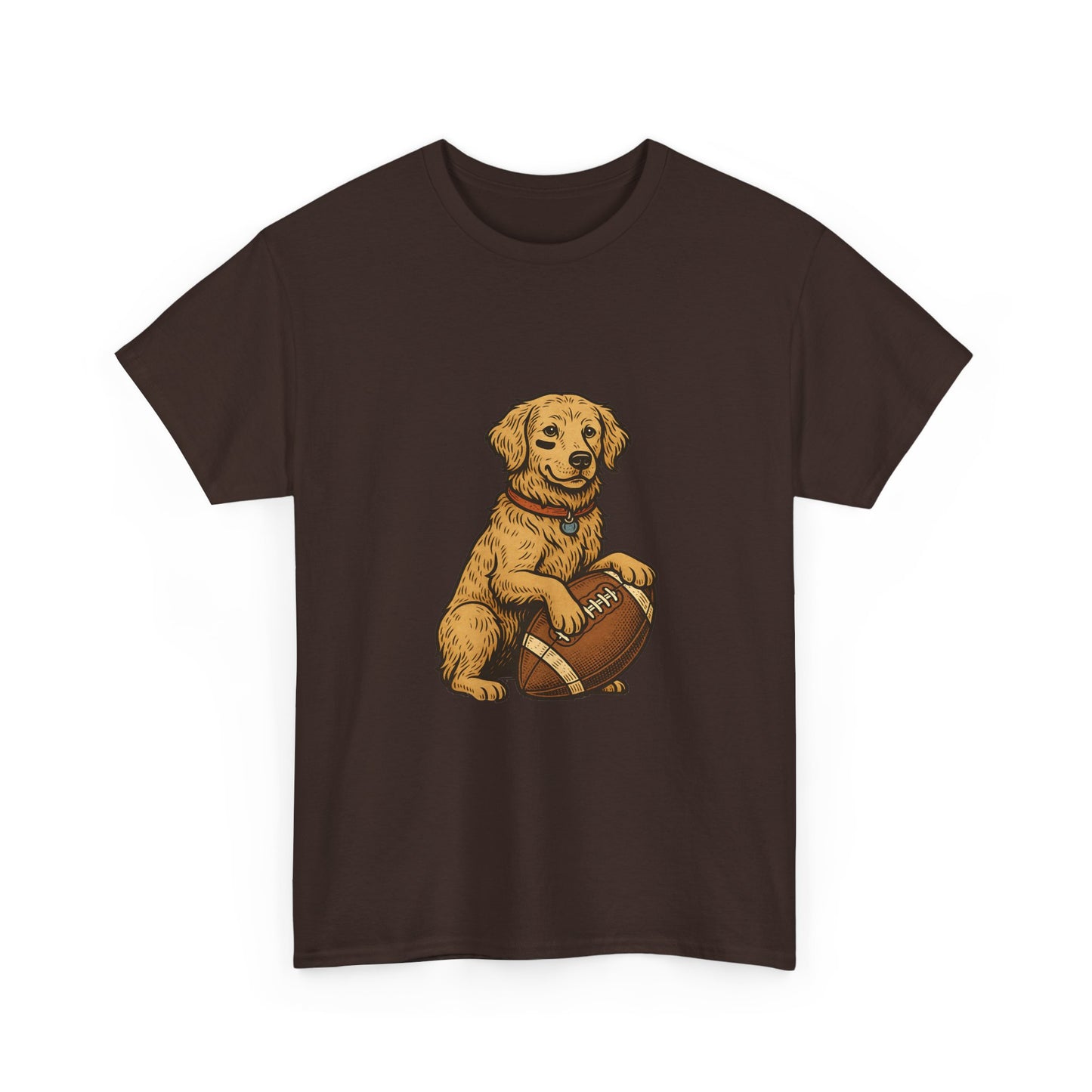 Golden Retriever Puppy Football Tee — Cute Dog with Football Graphic T-Shirt
