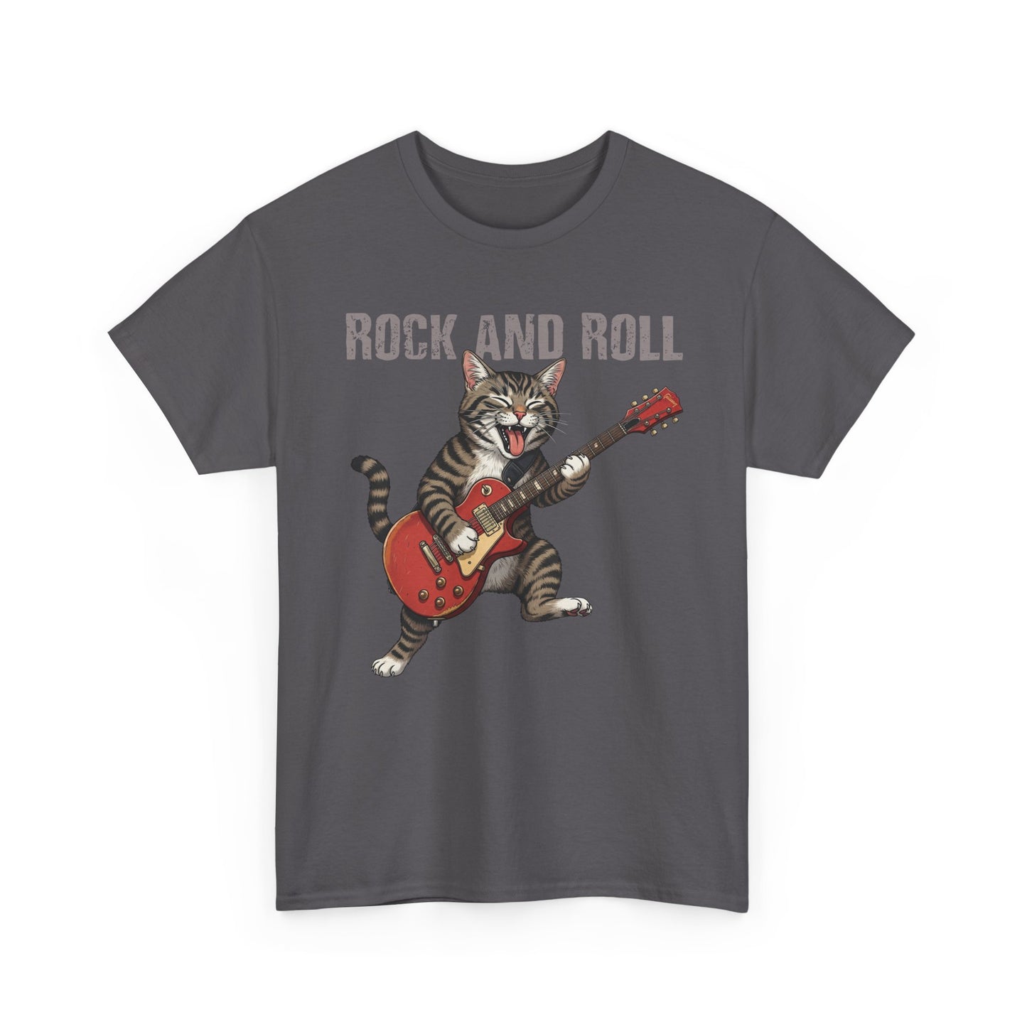 Rock and Roll Cat T-Shirt — Vintage Guitar Kitty Graphic Tee