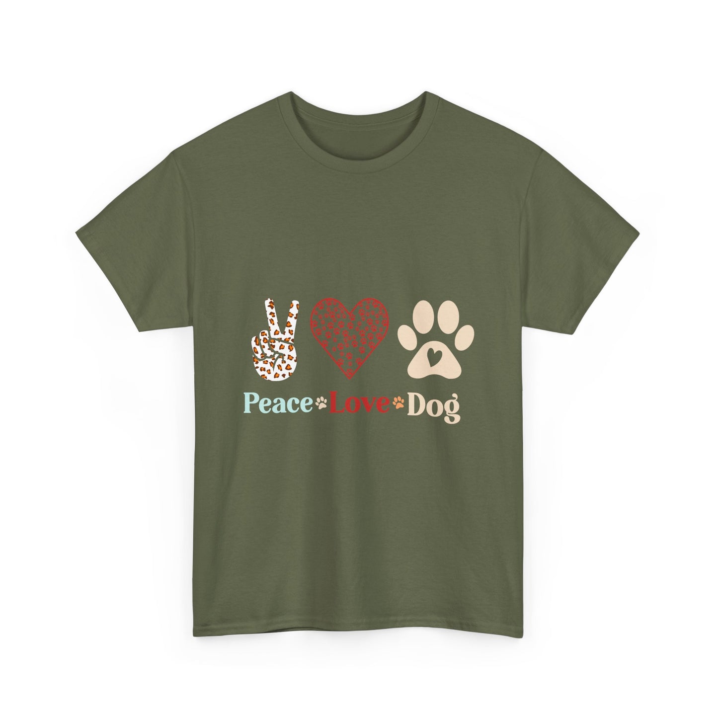 Peace Love Dog T-Shirt - Paw Print & Peace Sign Graphic Tee for Dog Lovers
