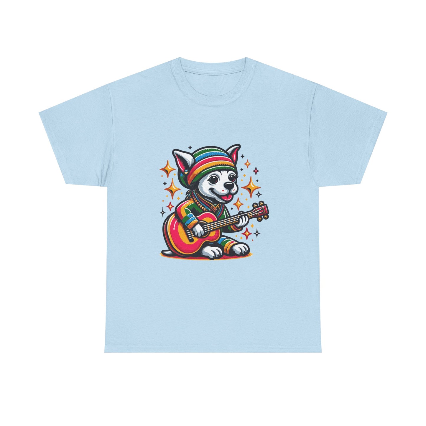 Pup Reggae Guitar Tee — Cute Dog Playing Guitar Graphic T-Shirt