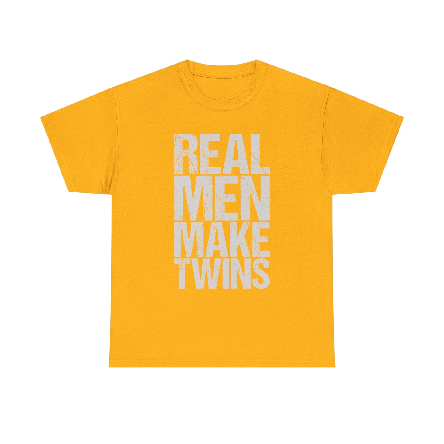 T-Shirt — "Real Men Make Twins" Graphic Tee, Fatherhood Announcement Gift
