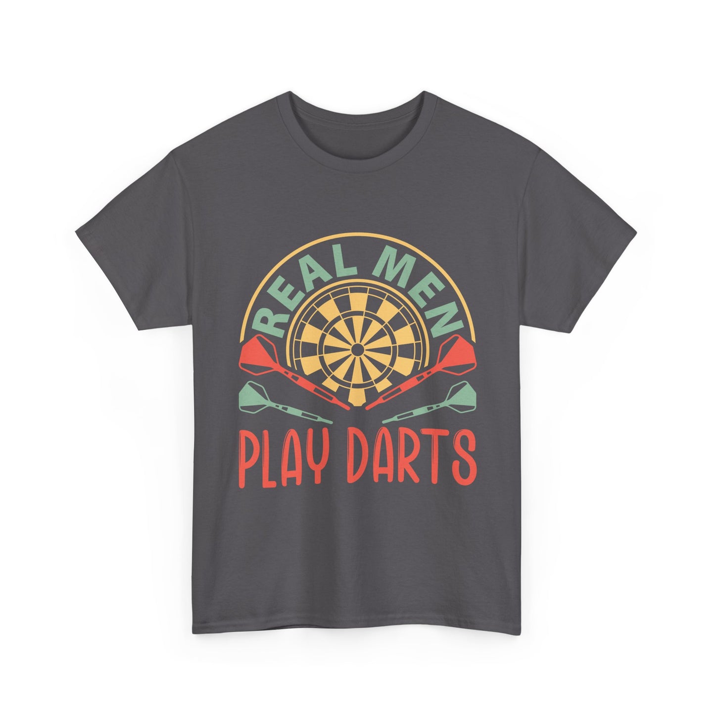 Darts T-Shirt — “Real Men Play Darts” Retro Dartboard Tee
