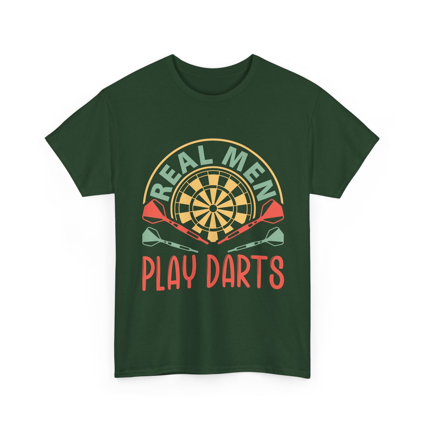 Darts T-Shirt — “Real Men Play Darts” Retro Dartboard Tee