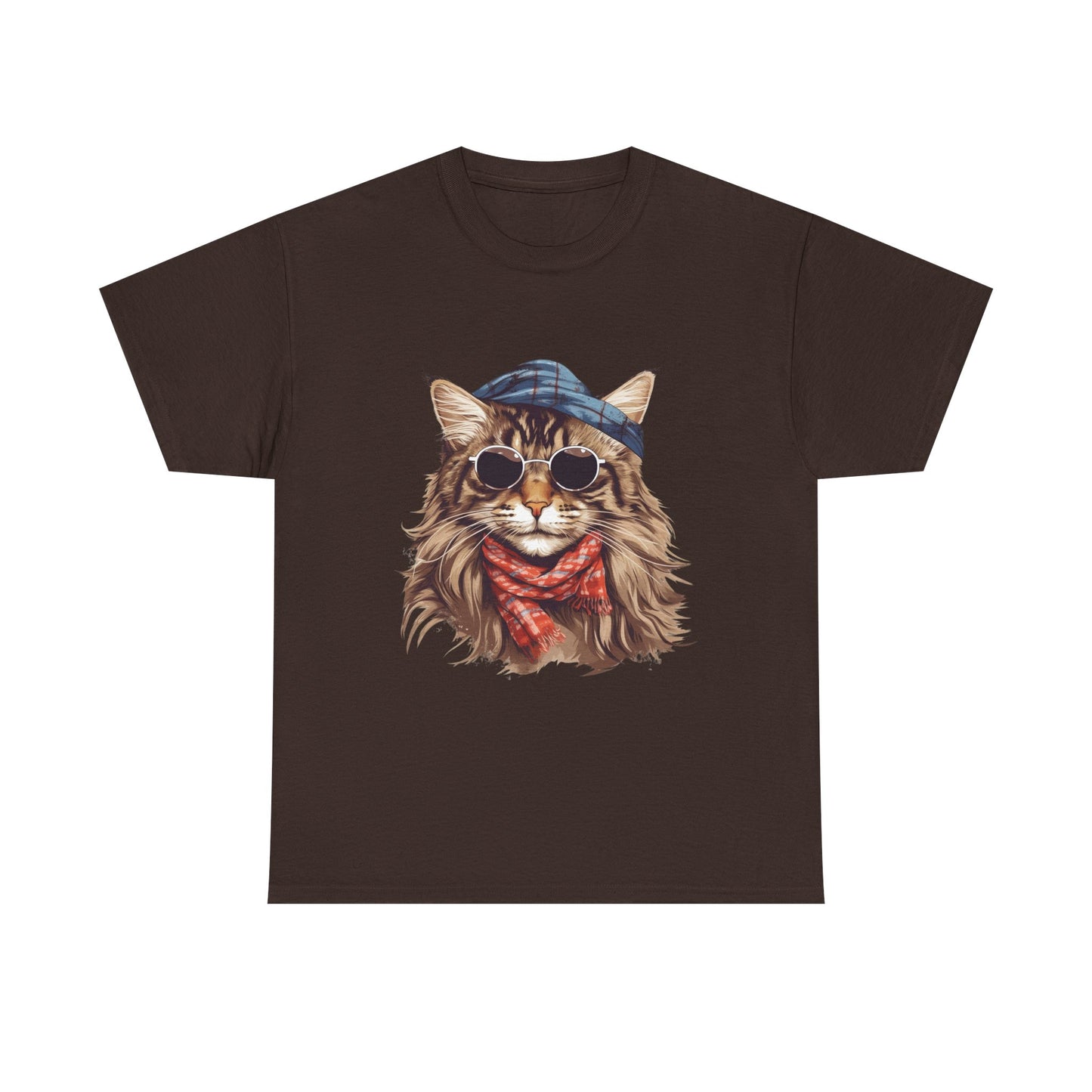 Cat Portrait Tee — Hipster Cat with Sunglasses & Bandana Graphic T-Shirt