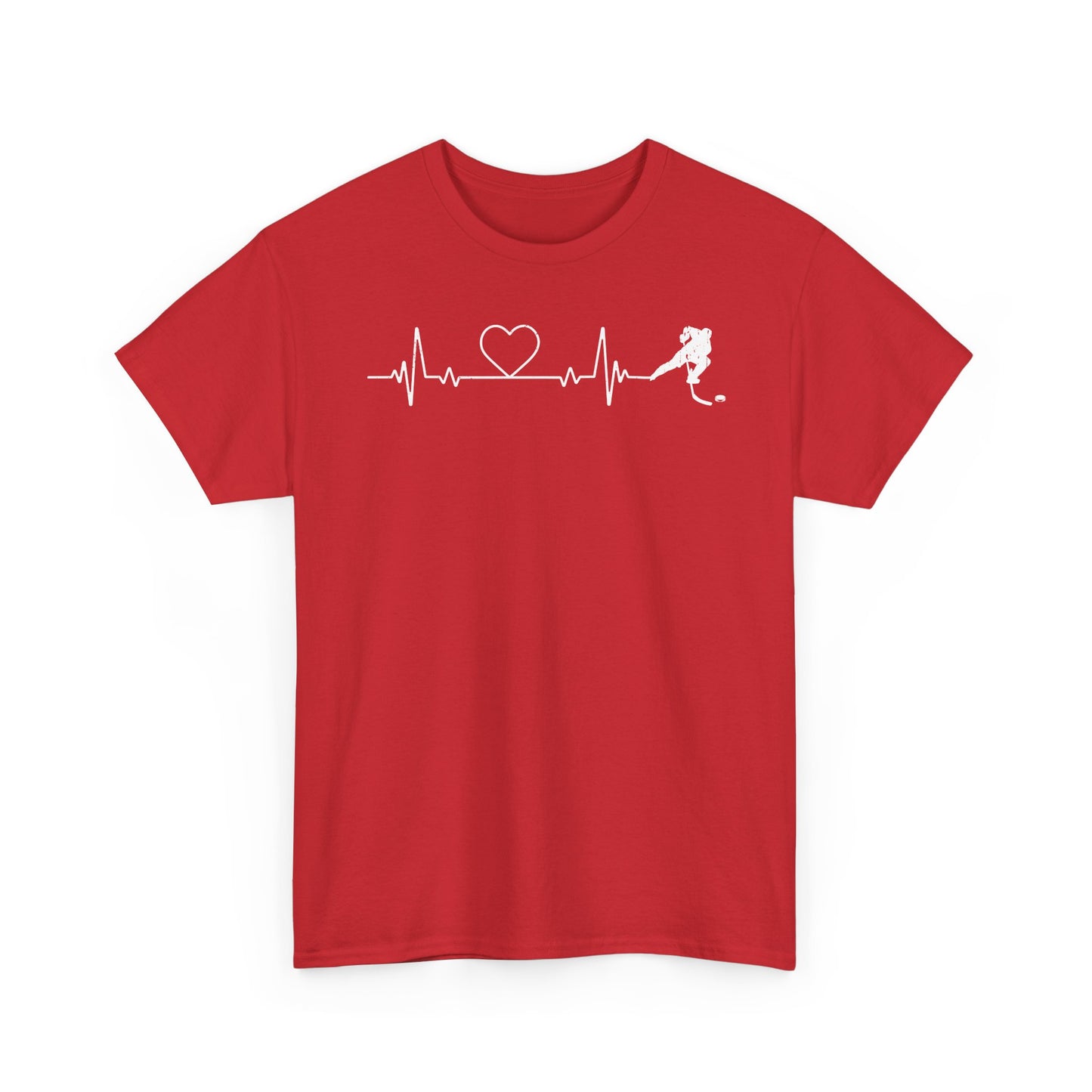 Running Heartbeat T-Shirt — Runner ECG Line with Heart Graphic