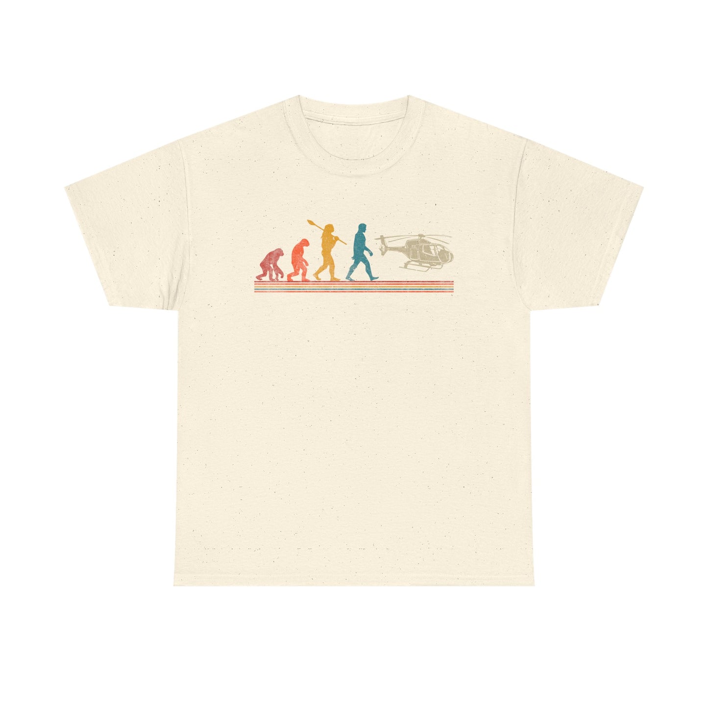 T-Shirt - Evolution of Man to Helicopter Vintage Graphic Tee