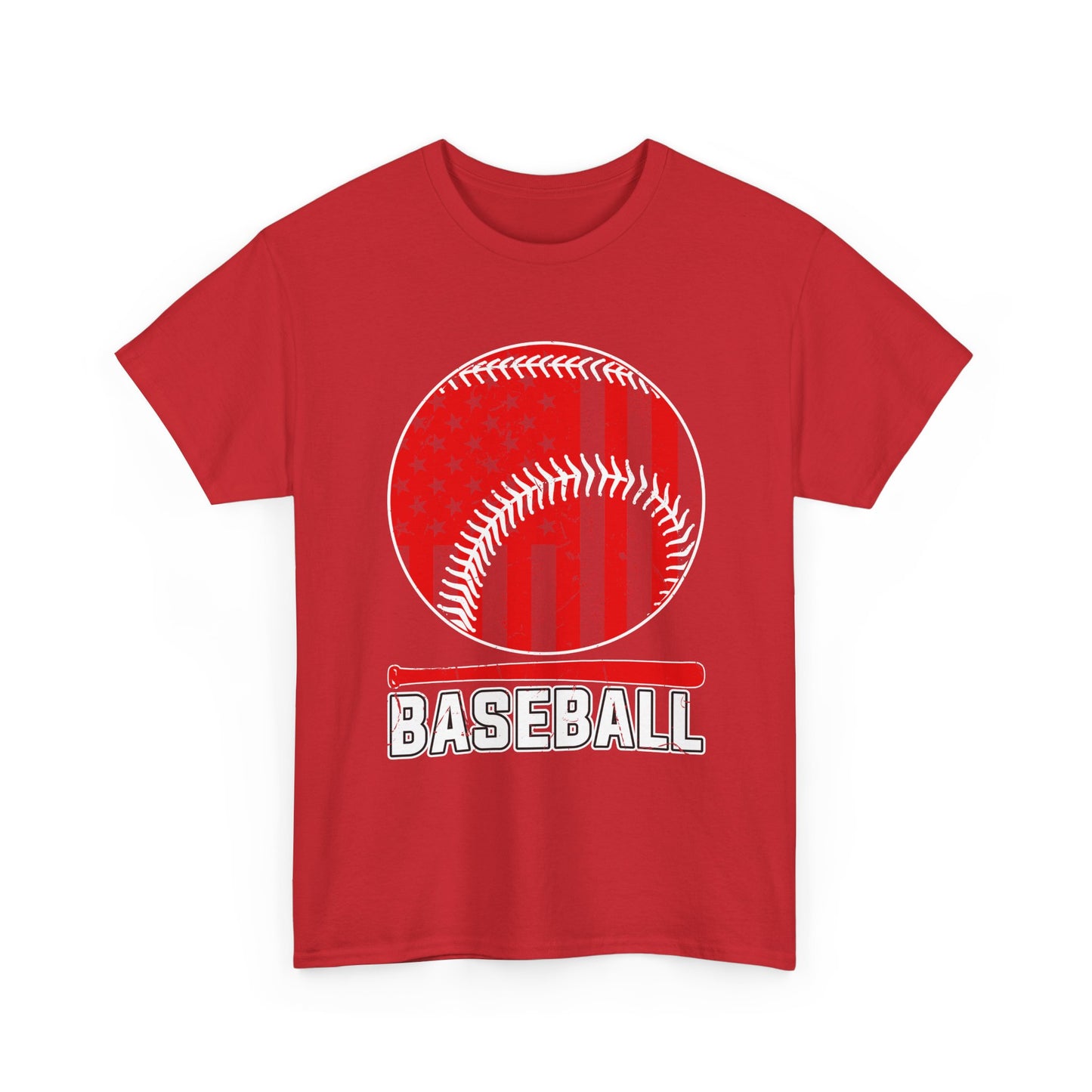 Baseball Flag Graphic Tee — Red & Black Baseball USA Design