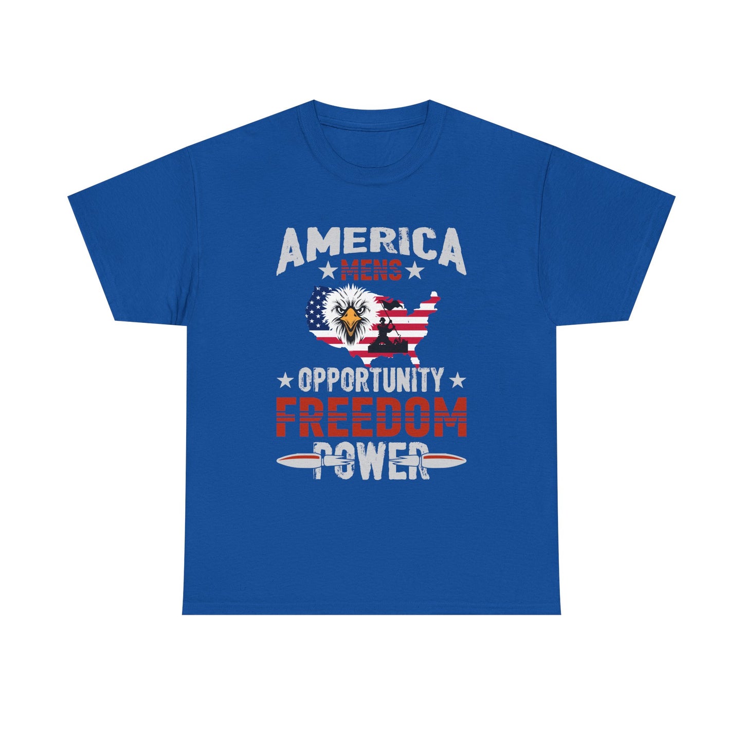 Freedom Power Patriotic T‑Shirt — America Opportunity & Veterans Flag Design