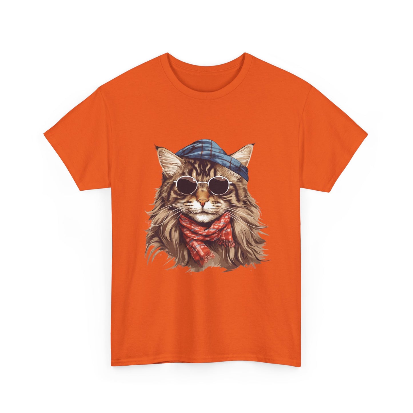 Cat Portrait Tee — Hipster Cat with Sunglasses & Bandana Graphic T-Shirt