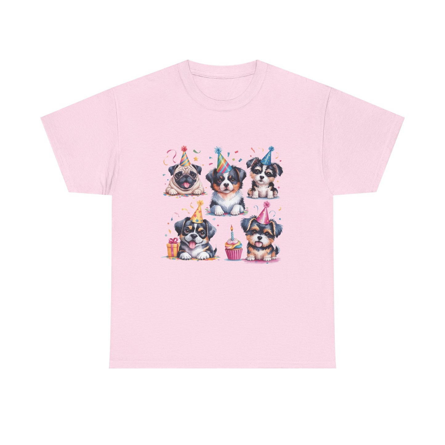 Birthday Puppies T‑Shirt — Cute Party Dogs with Cupcakes