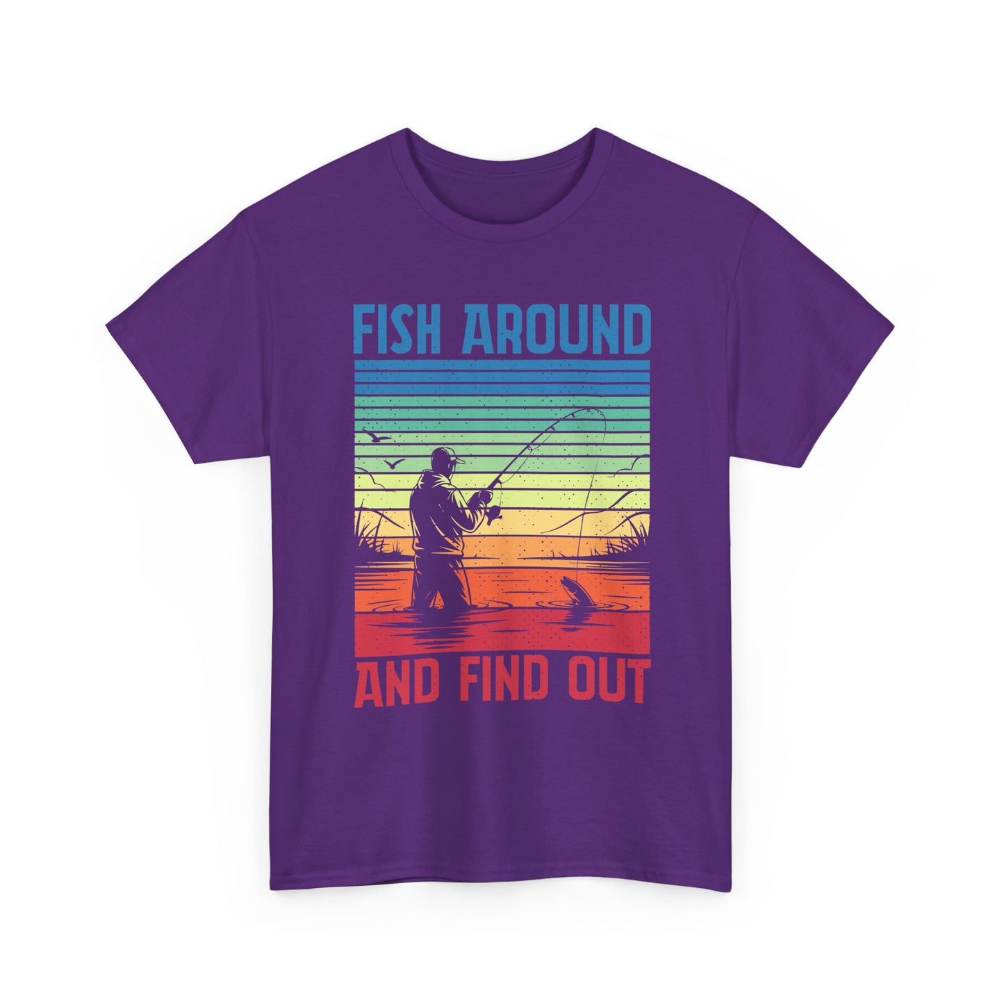 Fishing T-Shirt - "Fish Around and Find Out" Retro Sunset Angler Tee