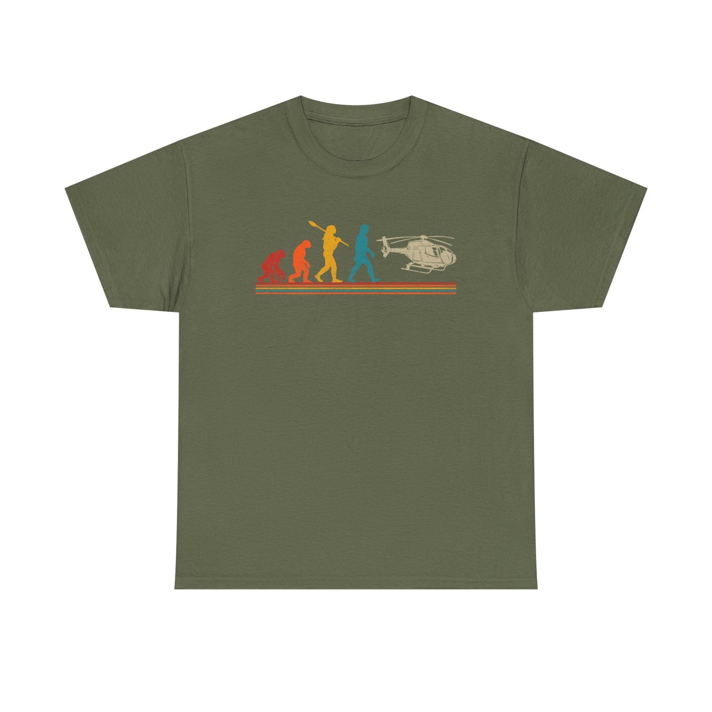 T-Shirt - Evolution of Man to Helicopter Vintage Graphic Tee
