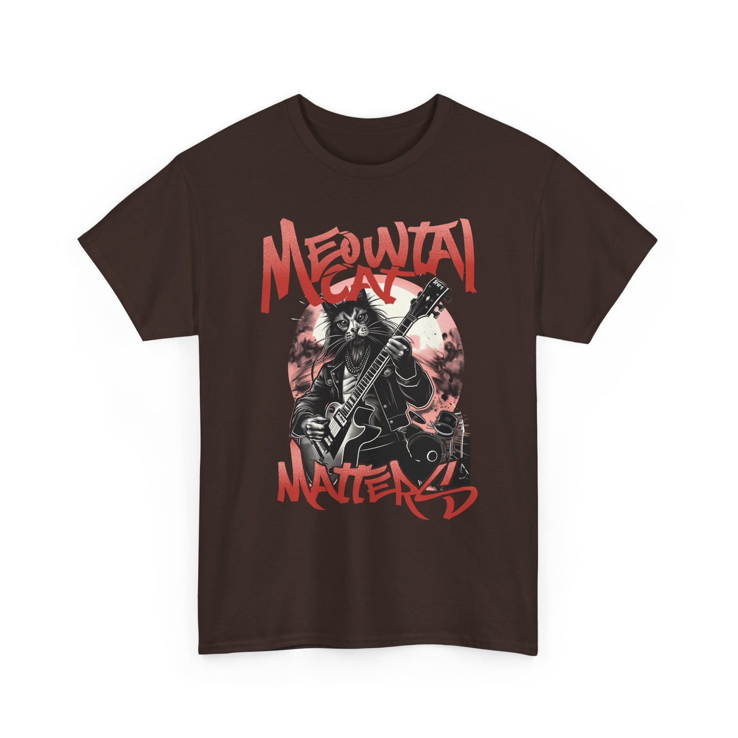 Cat Metal T-Shirt – “Meowtal Matters” Rock Guitar Cat Tee