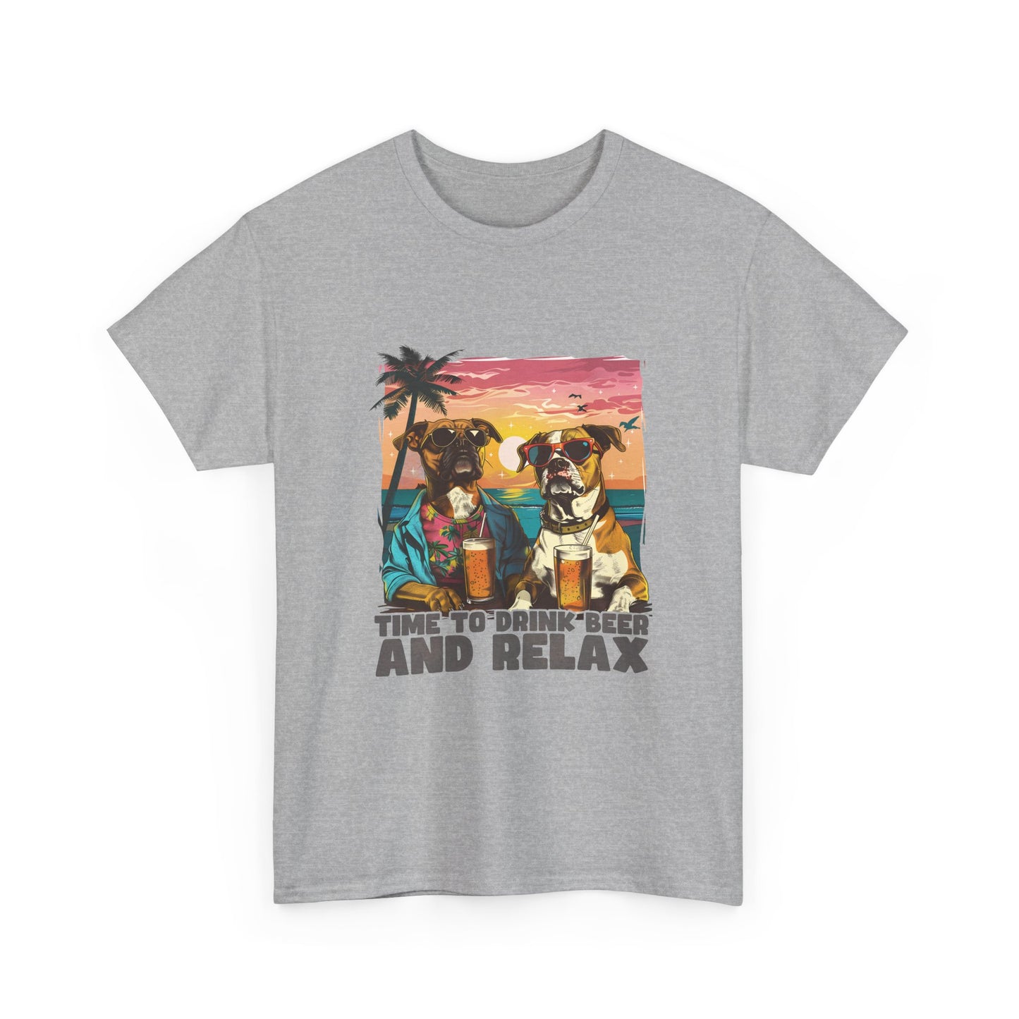 Time to Drink Beer and Relax T-Shirt — Retro Beach Dogs Design