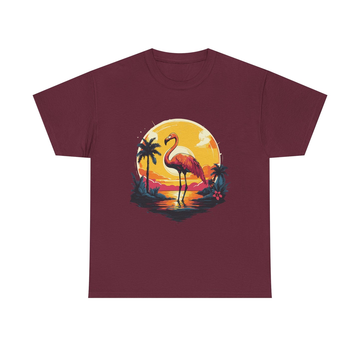 Flamingo Sunset Tee — Tropical Beach Vintage Graphic T-Shirt