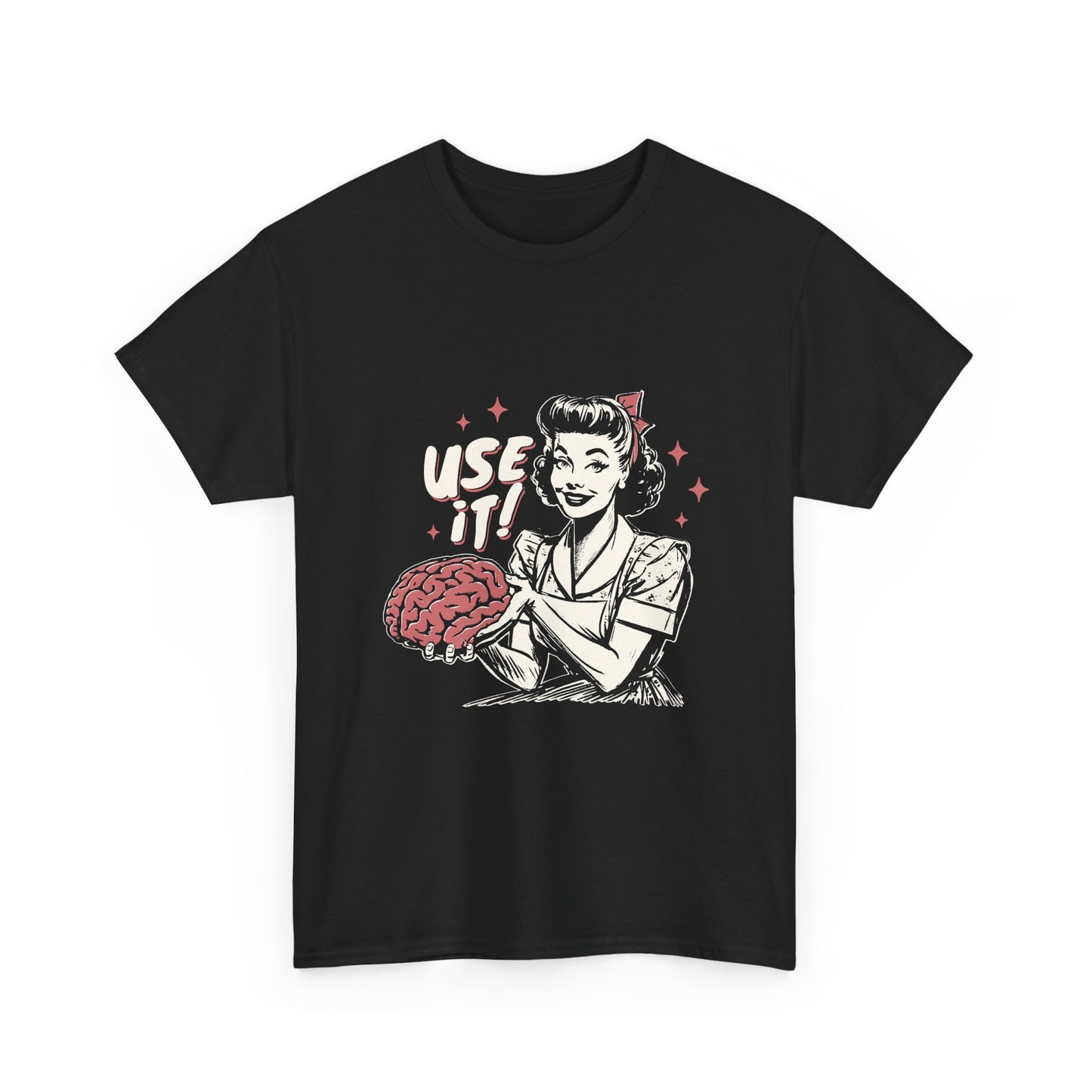 Use It! Retro Nurse Holding Brain Vintage Graphic Tee