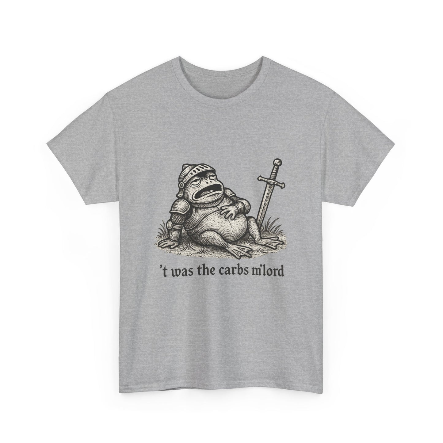 T-Shirt — 't was the carbs m'lord Funny Fantasy Frog Graphic Tee