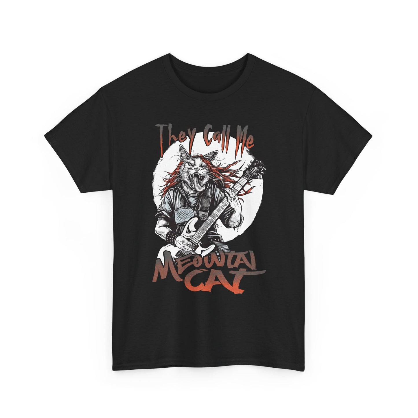 Meowtal Cat Guitar T-Shirt — "They Call Me Meowtal Cat" Rock Music Tee