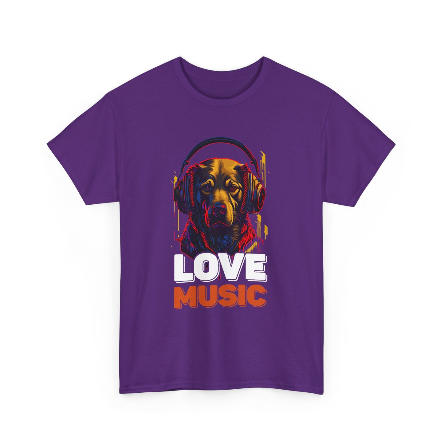 Love Music Dog Tee — Retro Headphones Graphic T-Shirt