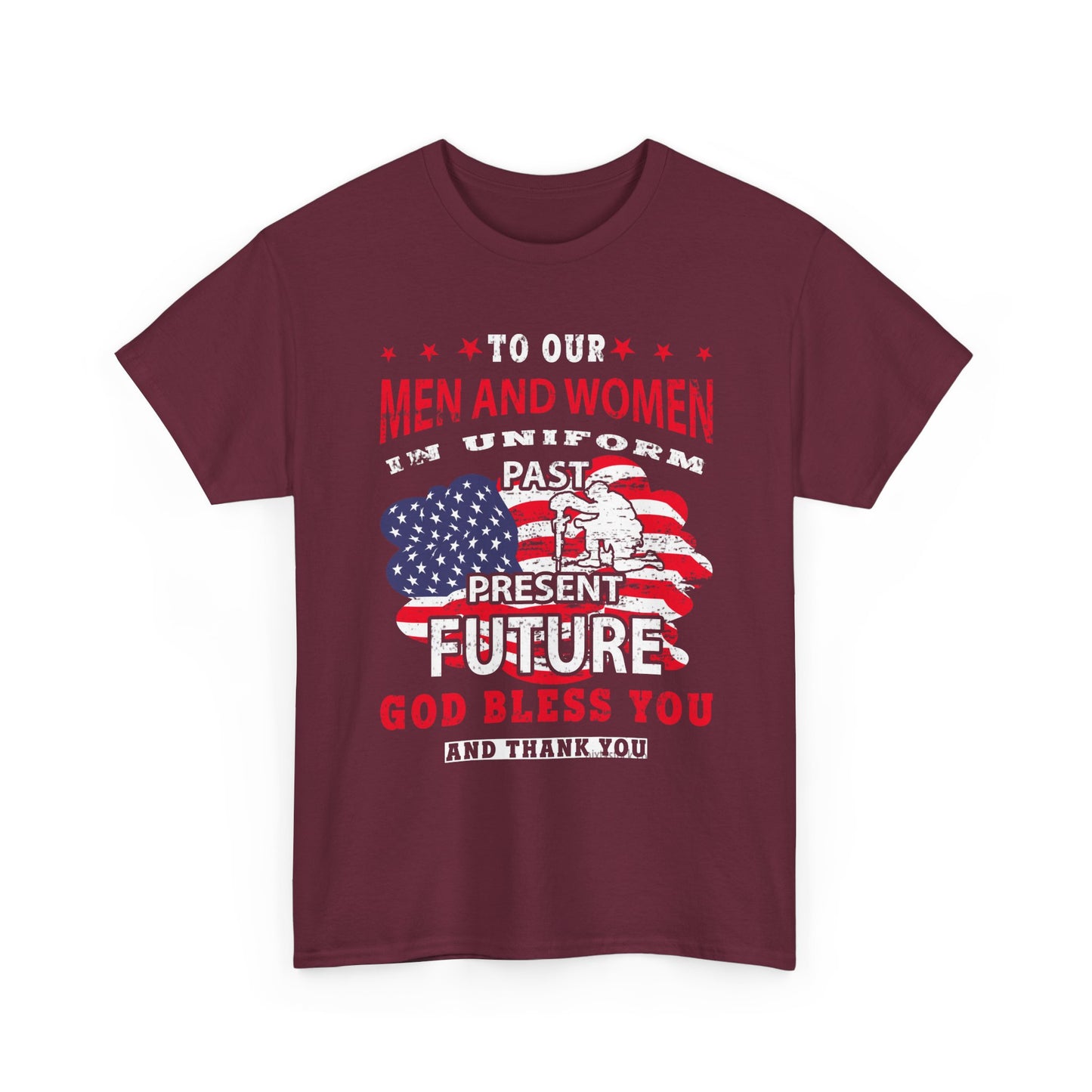 Veterans Tribute T-Shirt — "To Our Men and Women" American Flag Military Tee