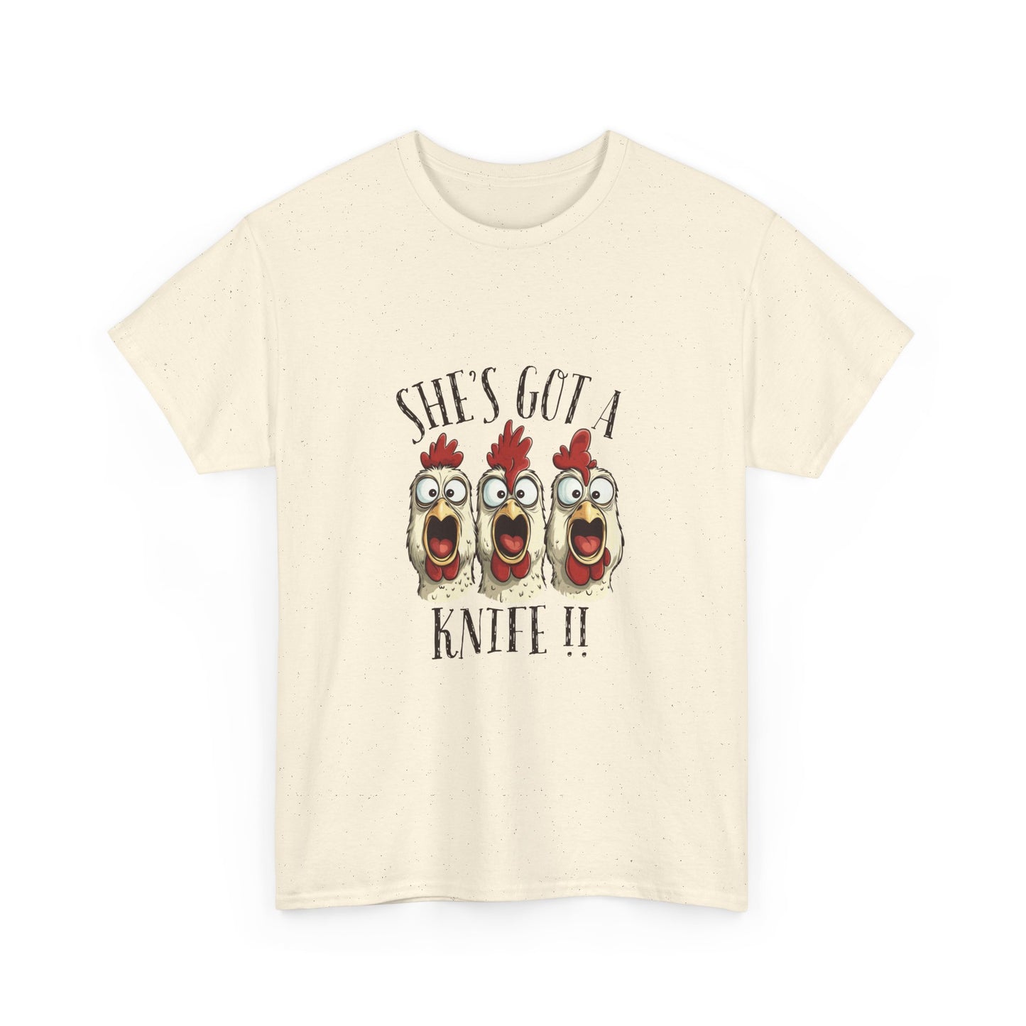 Chicken Choir "She's Got a Knife!!" Tee - Funny Farm Animal Graphic T-Shirt