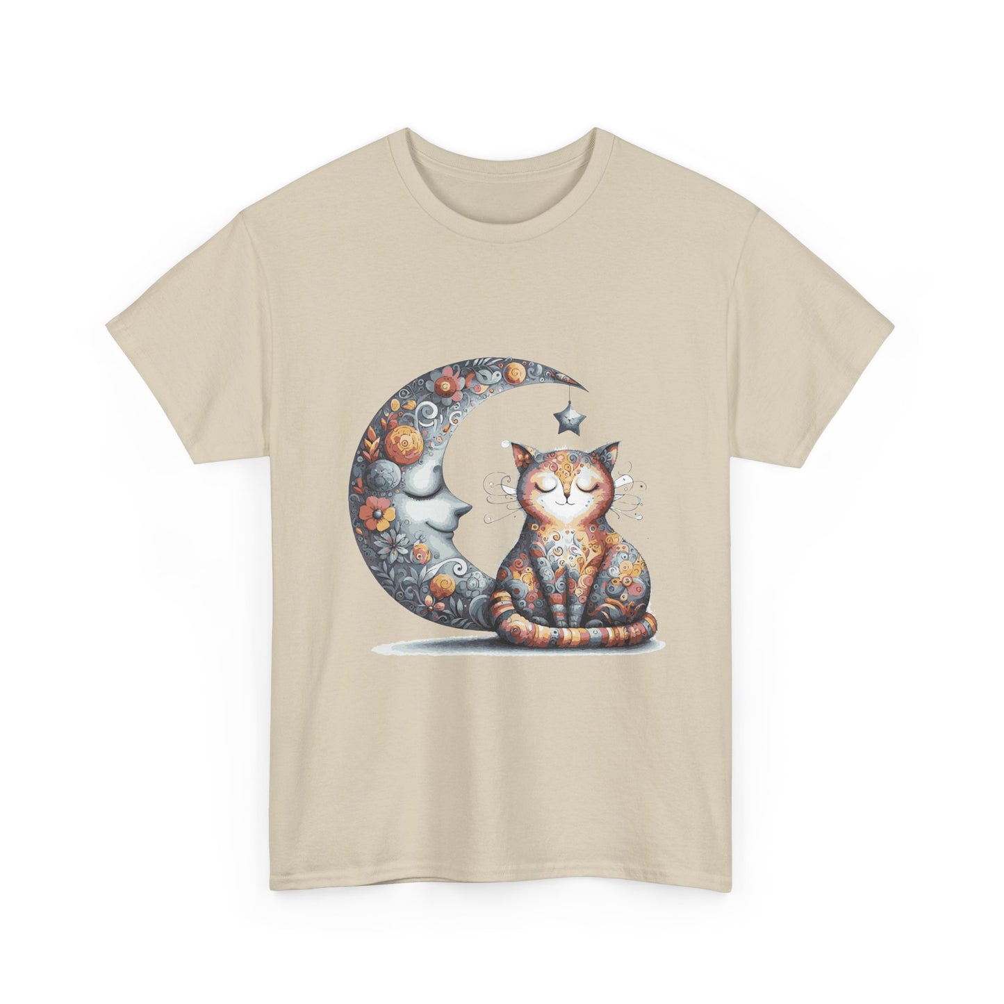 Cat Moon T-Shirt — Whimsical Cosmic Cat Graphic Tee