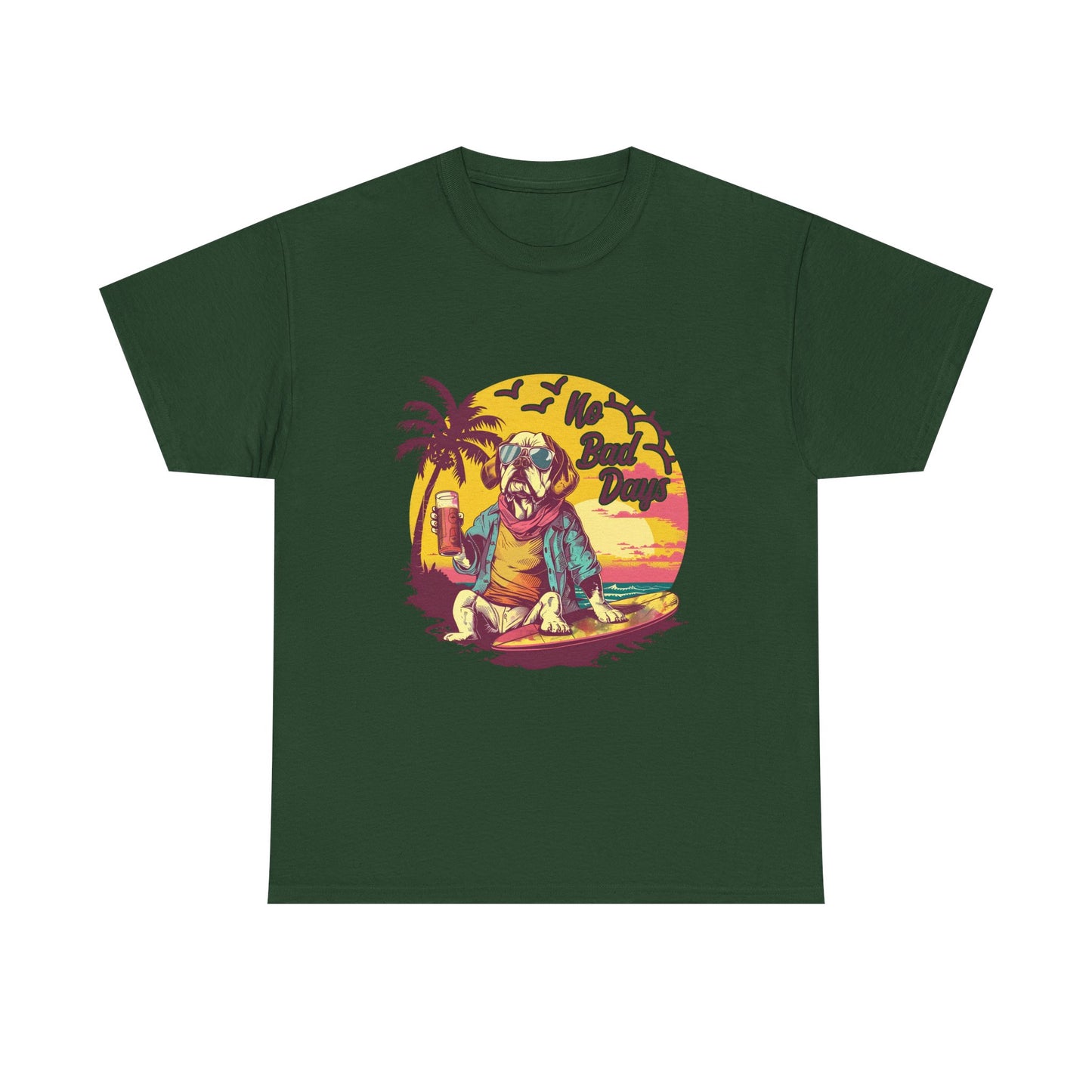 T-Shirt — "No Bad Days" Surf Sloth Retro Beach Tee