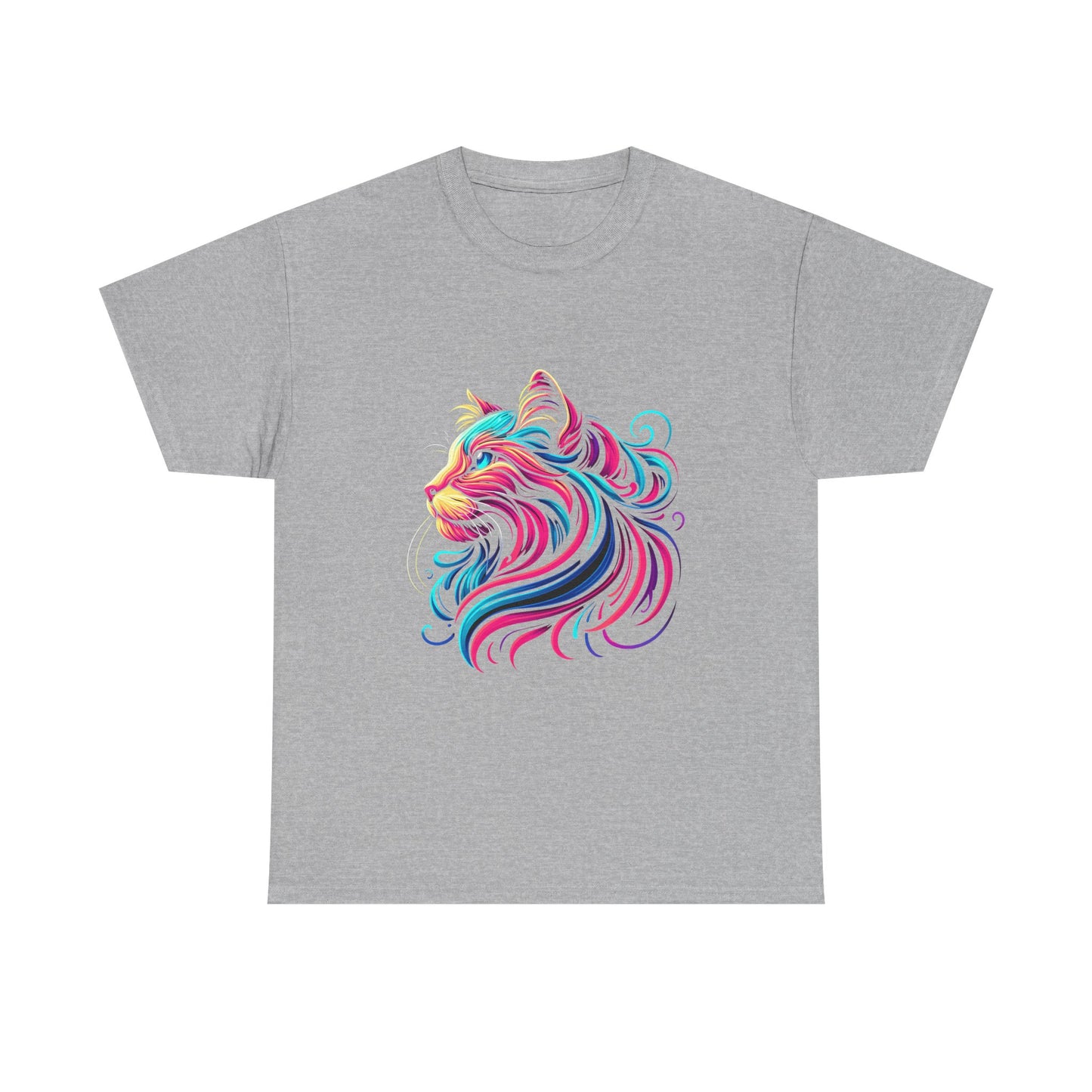 Colorful Cat Portrait T-Shirt — Vibrant Whimsical Feline Tee