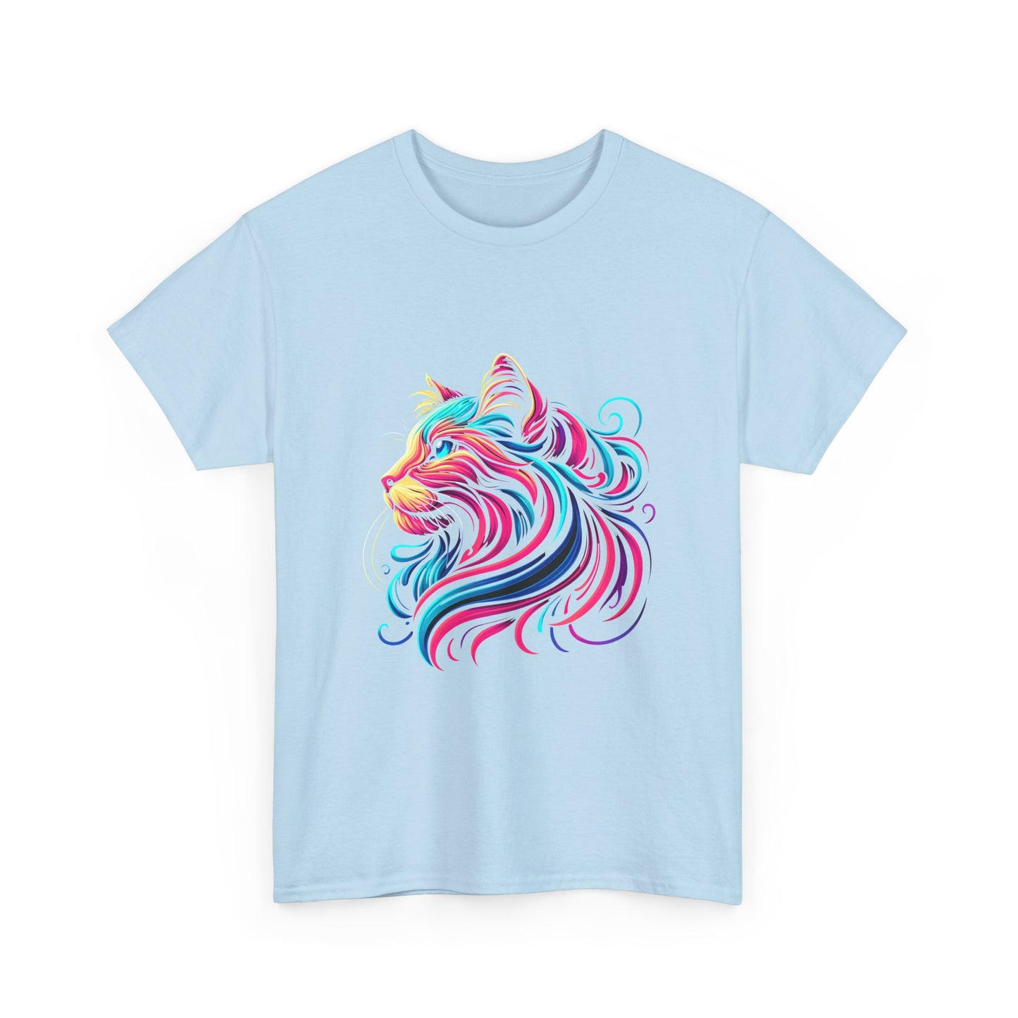 Colorful Cat Portrait T-Shirt — Vibrant Whimsical Feline Tee