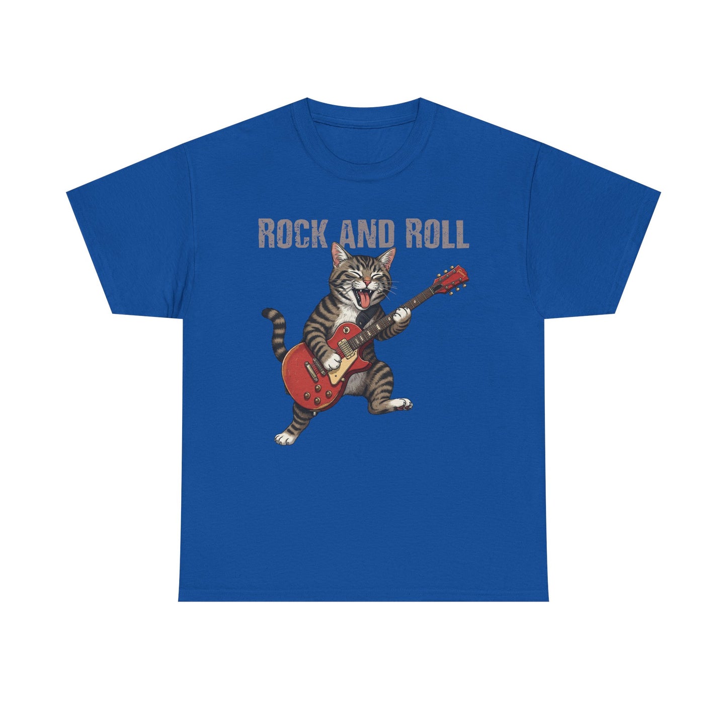 Rock and Roll Cat T-Shirt — Vintage Guitar Kitty Graphic Tee