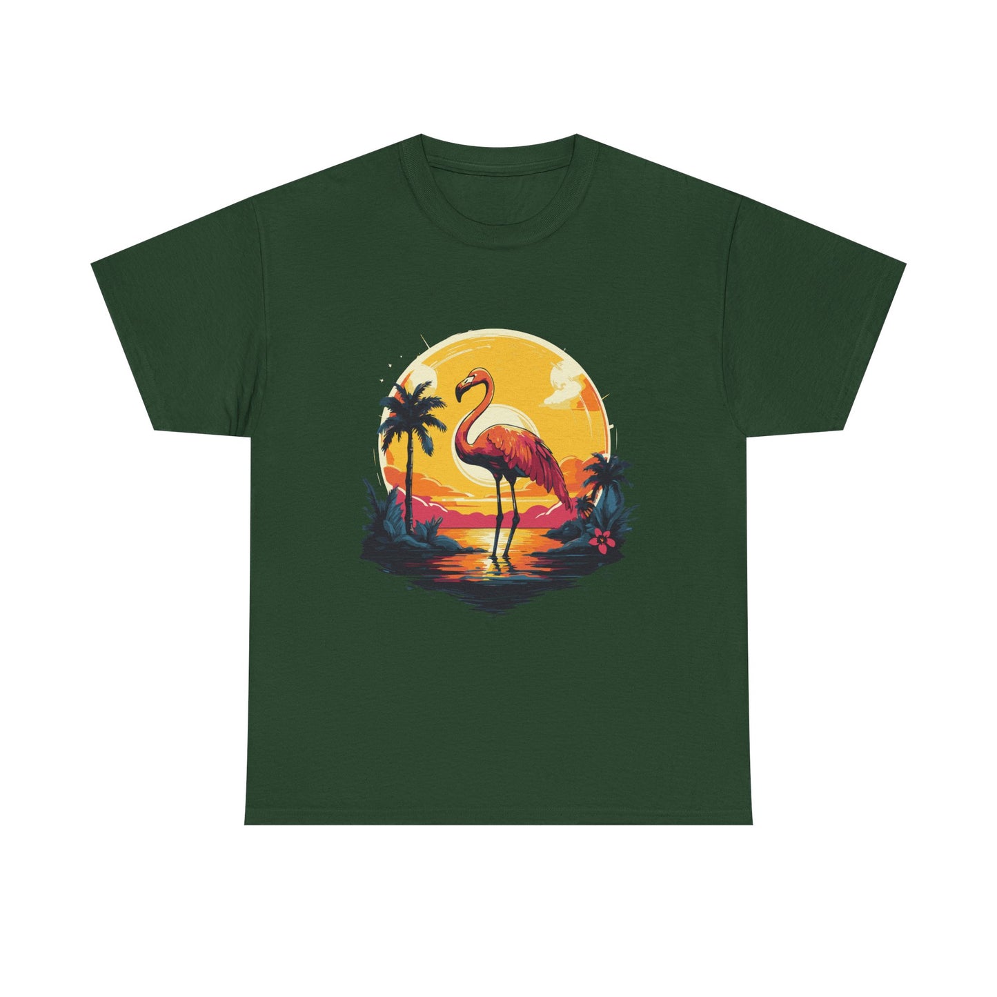 Flamingo Sunset Tee — Tropical Beach Vintage Graphic T-Shirt