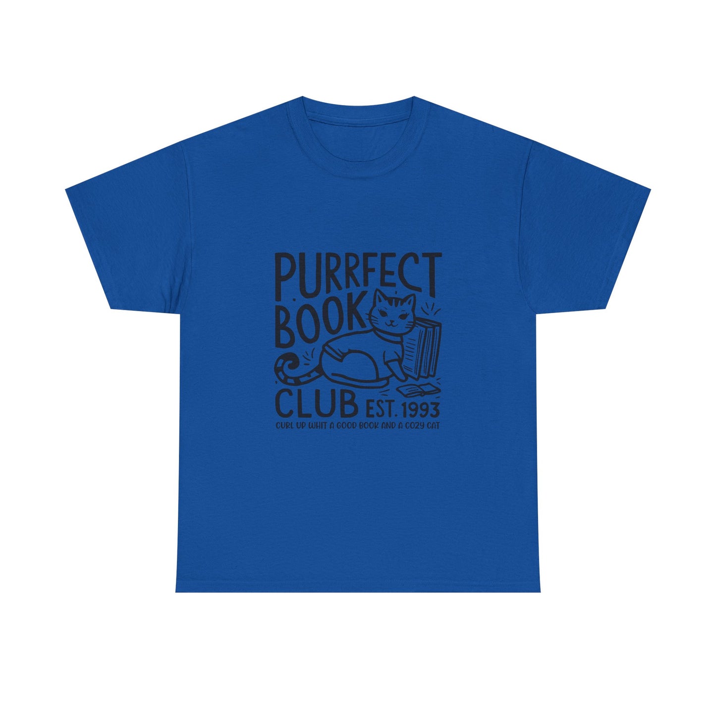 Purrfect Book Club T-Shirt — Cute Cat & Books Graphic Tee for Readers