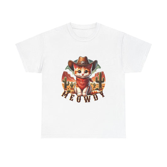Cat Cowboy Tee — "Meowdy" Western Kitten Graphic T-Shirt