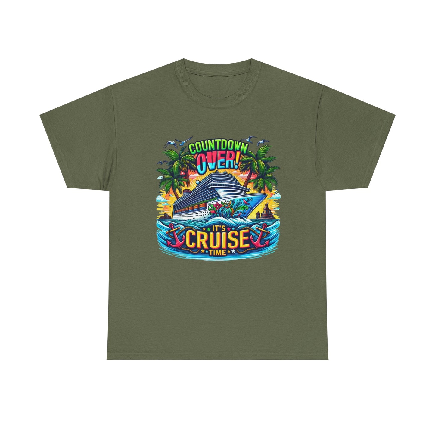 Cruise Time T-Shirt — "Countdown Over! It's Cruise Time" Tropical Vacation Tee