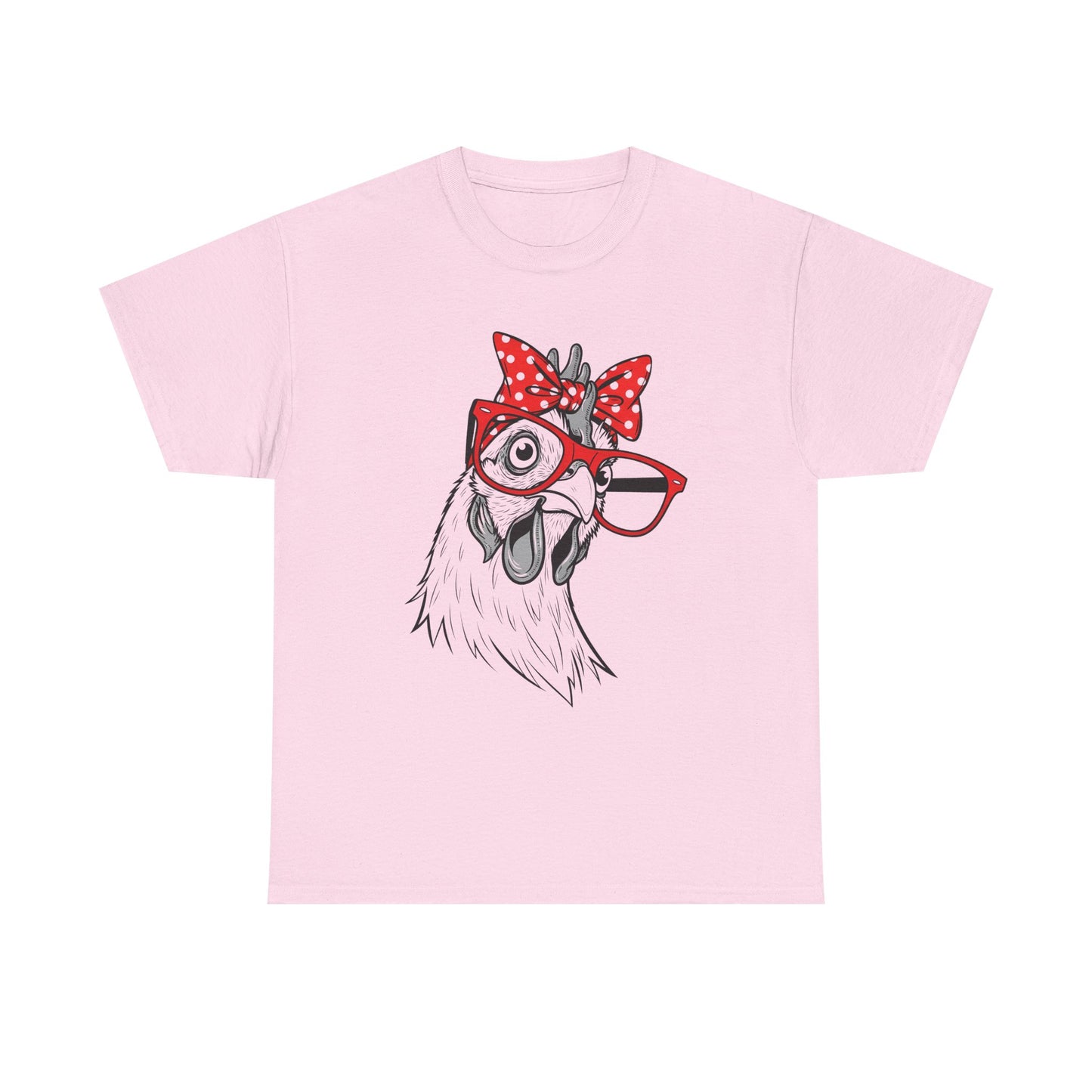 Chicken with Polka Dot Bow Tee - Cute Retro Hen Graphic T-Shirt