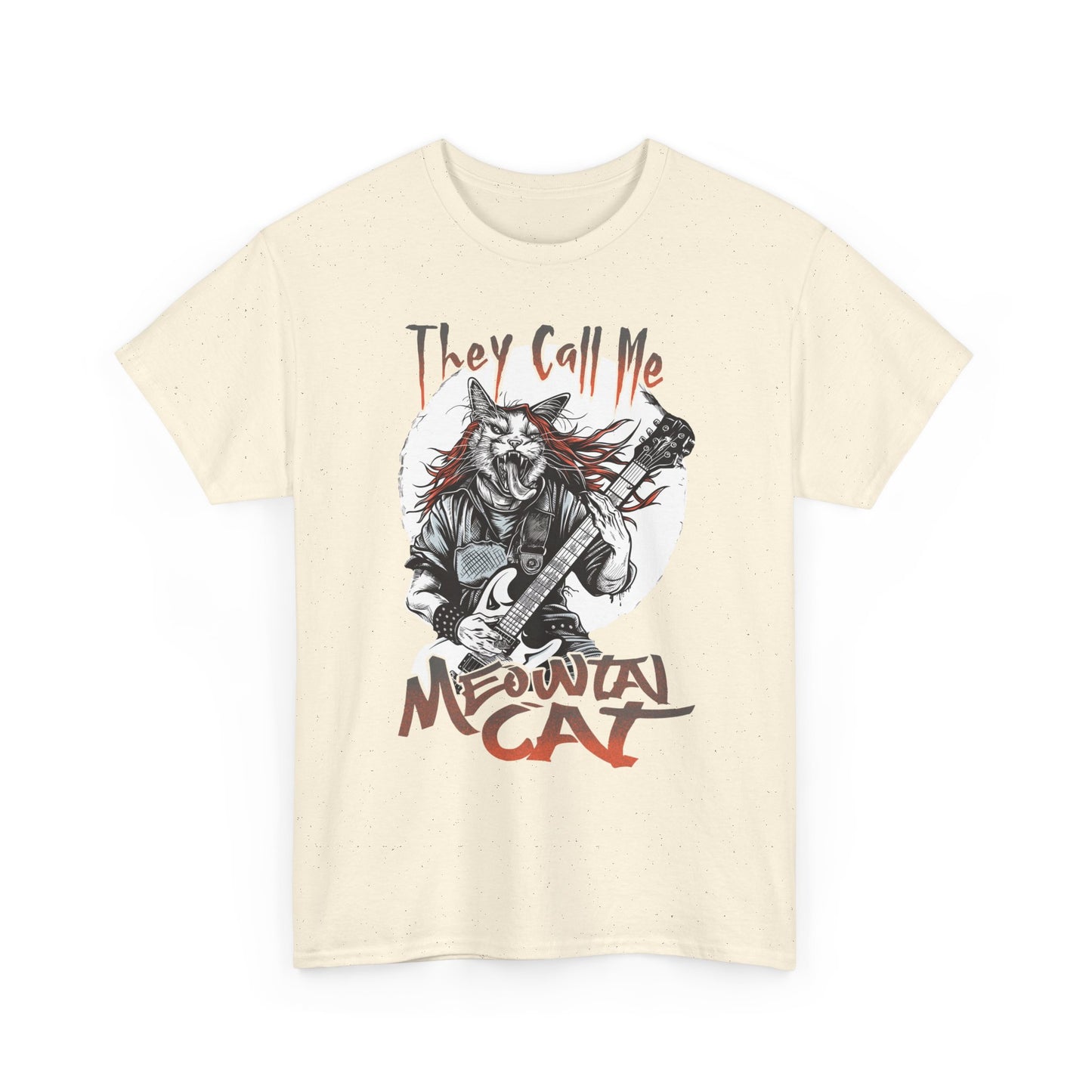 Meowtal Cat Guitar T-Shirt — "They Call Me Meowtal Cat" Rock Music Tee